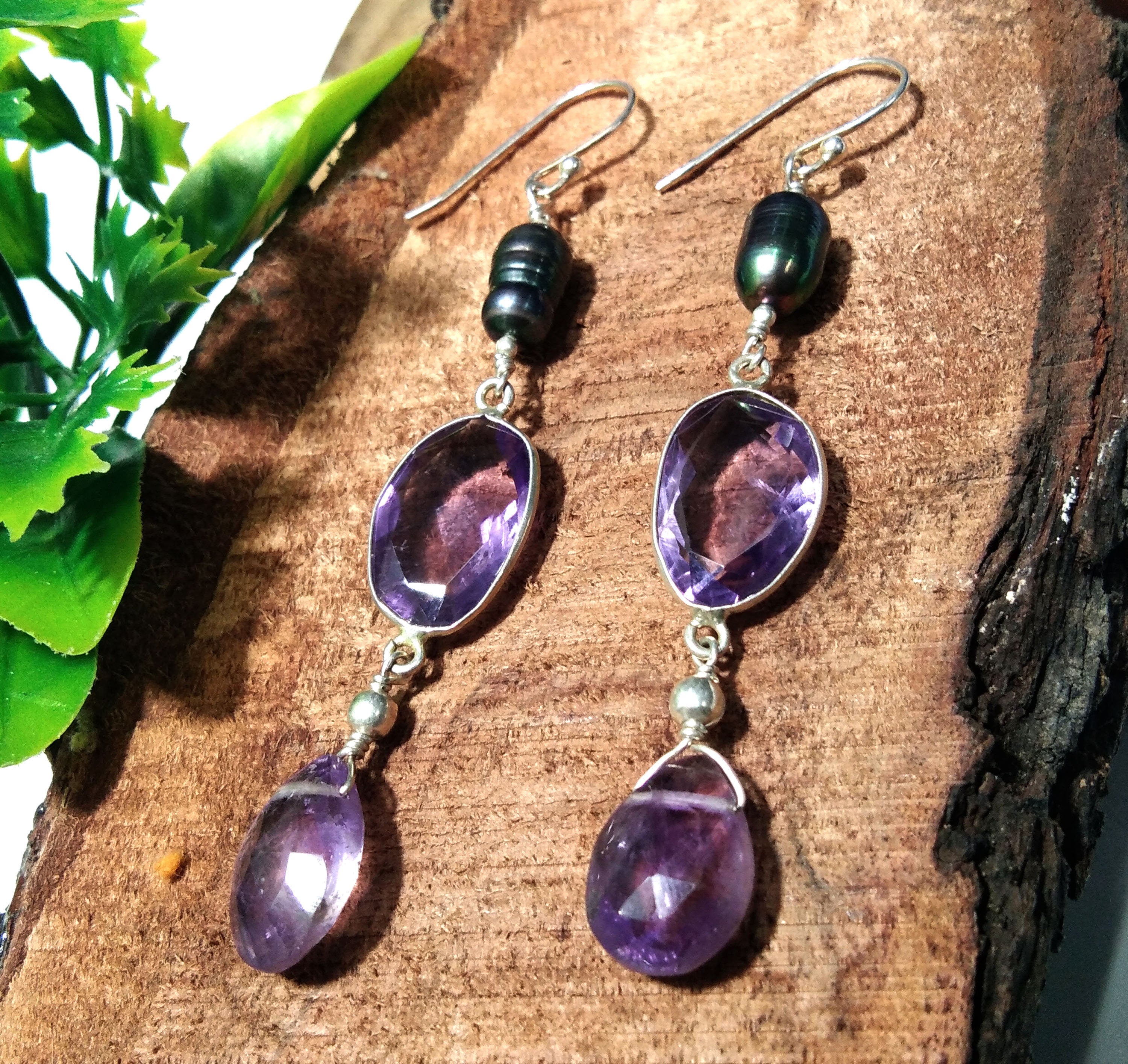 Natural Purple Amethyst Earrings, 925 Solid Starling Silver Earring, Amethyst Stone Handmade Earring, Gift Women Bridesmaid Earring Stone