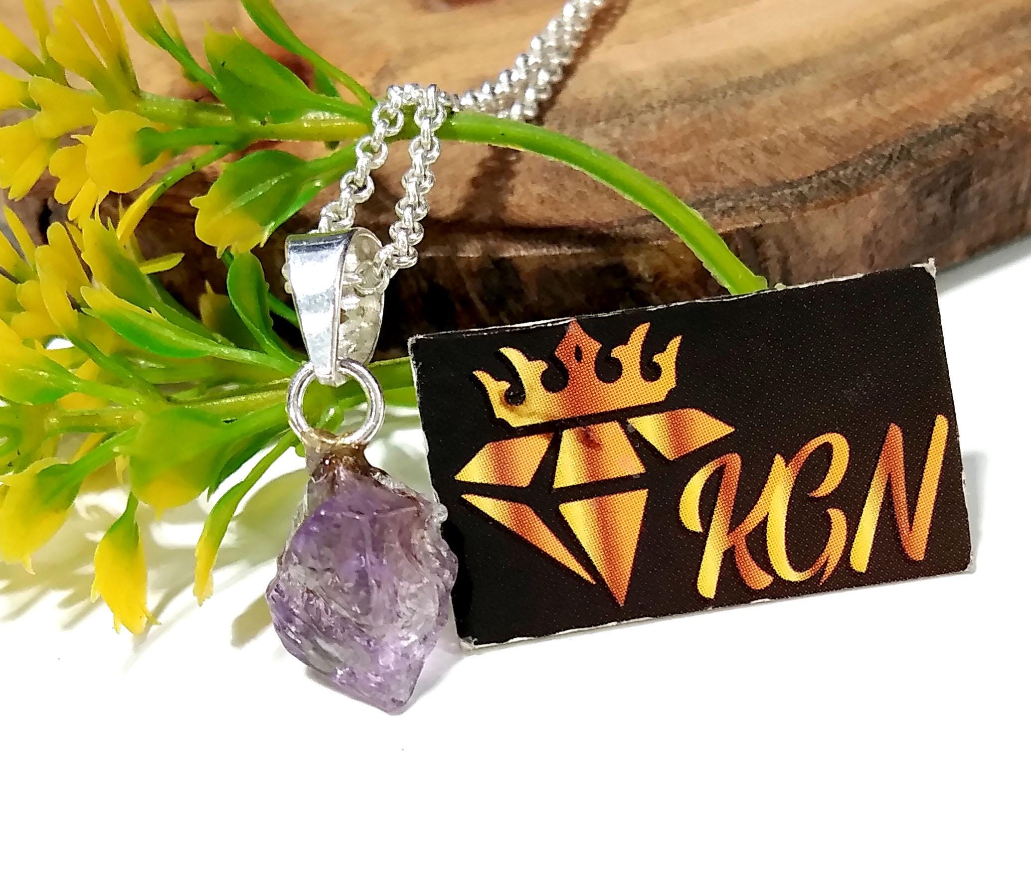 Natural Amethyst Rough Gemstone Pendant, 925 Sterling Silver Handmade Jewelry Amethyst Pendant Rough Chain Necklace, Gift For Girls & Women.