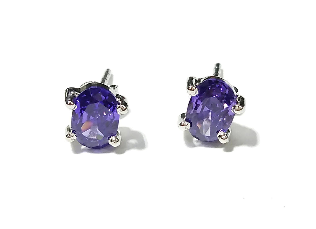 Iolite Sterling Silver Stud Earrings, 925 Solid Silver Earring Jewelry, Iolite Gemstone Oval Shape Stone Size 7x5mm Birthday Gift For Her