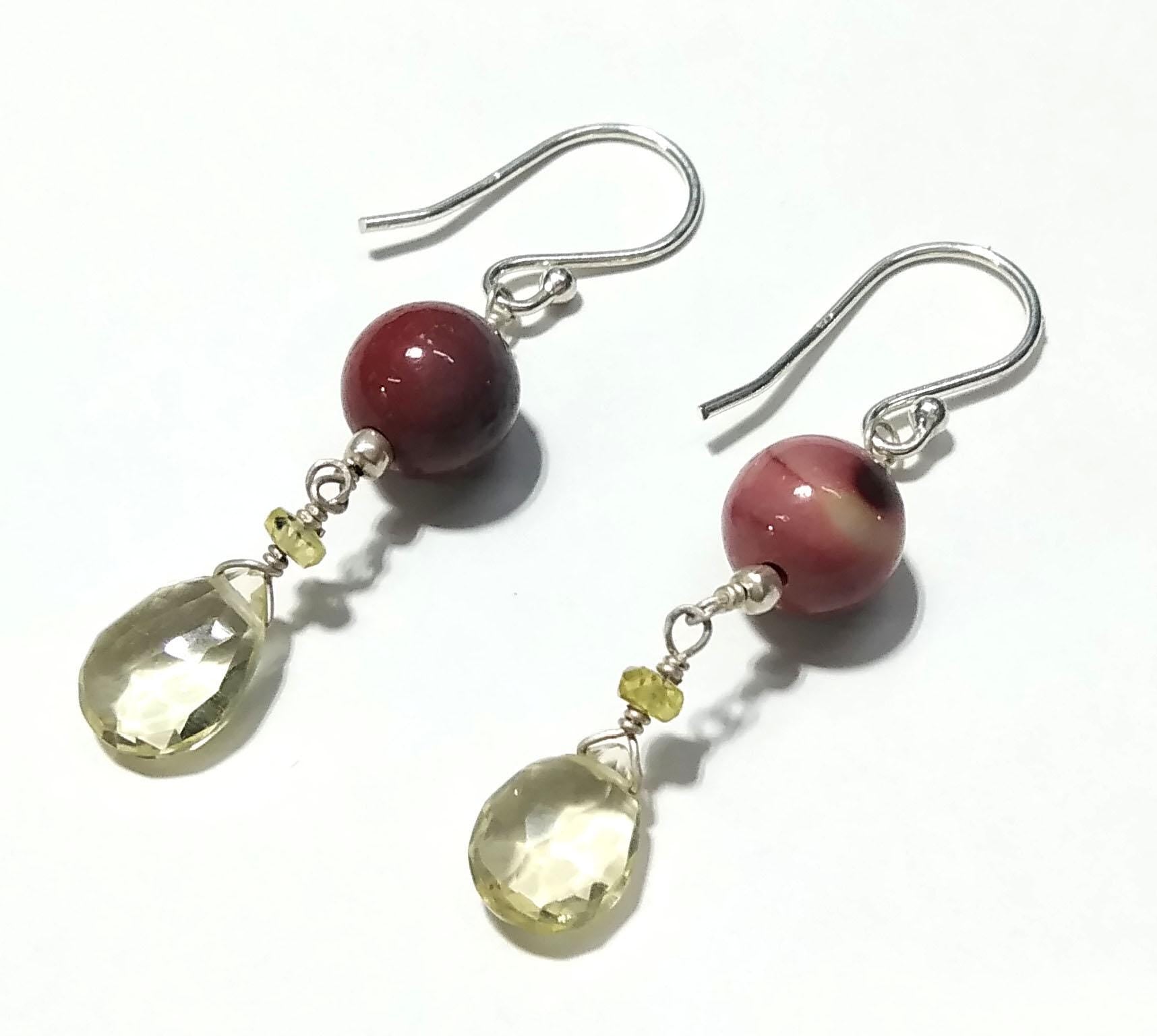 Very Good Natural Mookaite/Lemon Quartz Stone Beads Necklace Set Jewelry, 925 Sterling Silver Necklace Beaded Necklace Statement For Gift