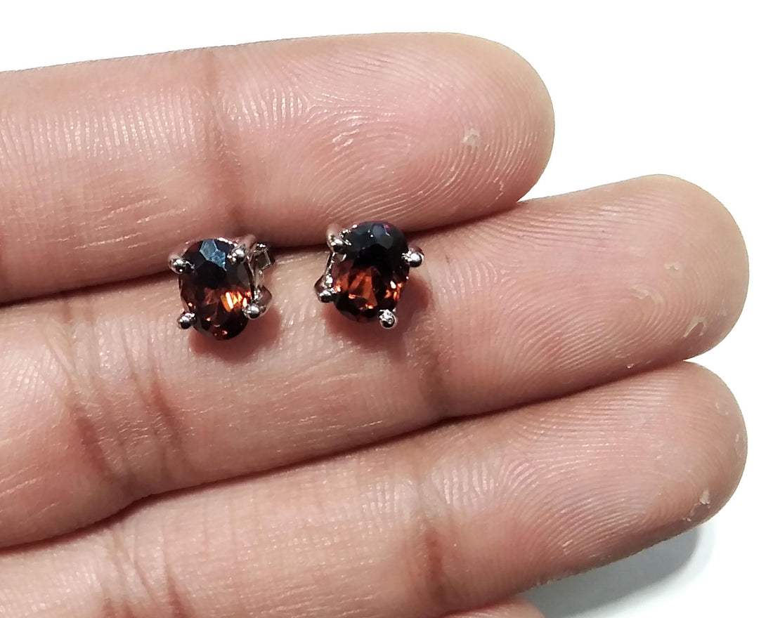 Natural Beer Quartz Stud Earrings, 925 Starling Silver Earring, Beer Quartz Gemstone Oval Shape Stud Earrings, Gift For Girls & Women Studs