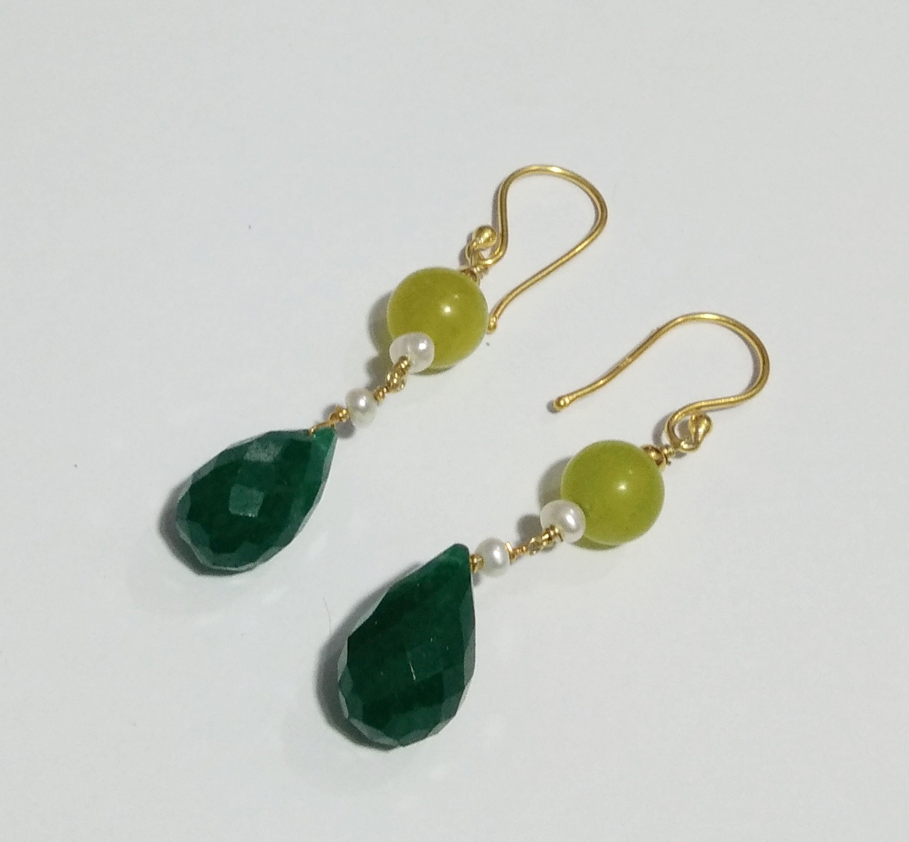 Natural Green Onyx,Green Opal Stone Earring, 925 Sterling Silver Gold Plated Earring, Amazing Design Onyx Earring, For Gift Birthday Earring