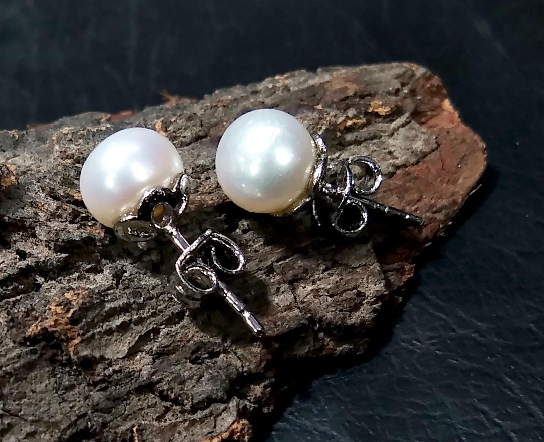 Real Freshwater Pearl Stud Earrings, 925 Starling Silver Stud Earring, Natural Freshwater Pearl Stud Earrings, Handmade Studs For Women.