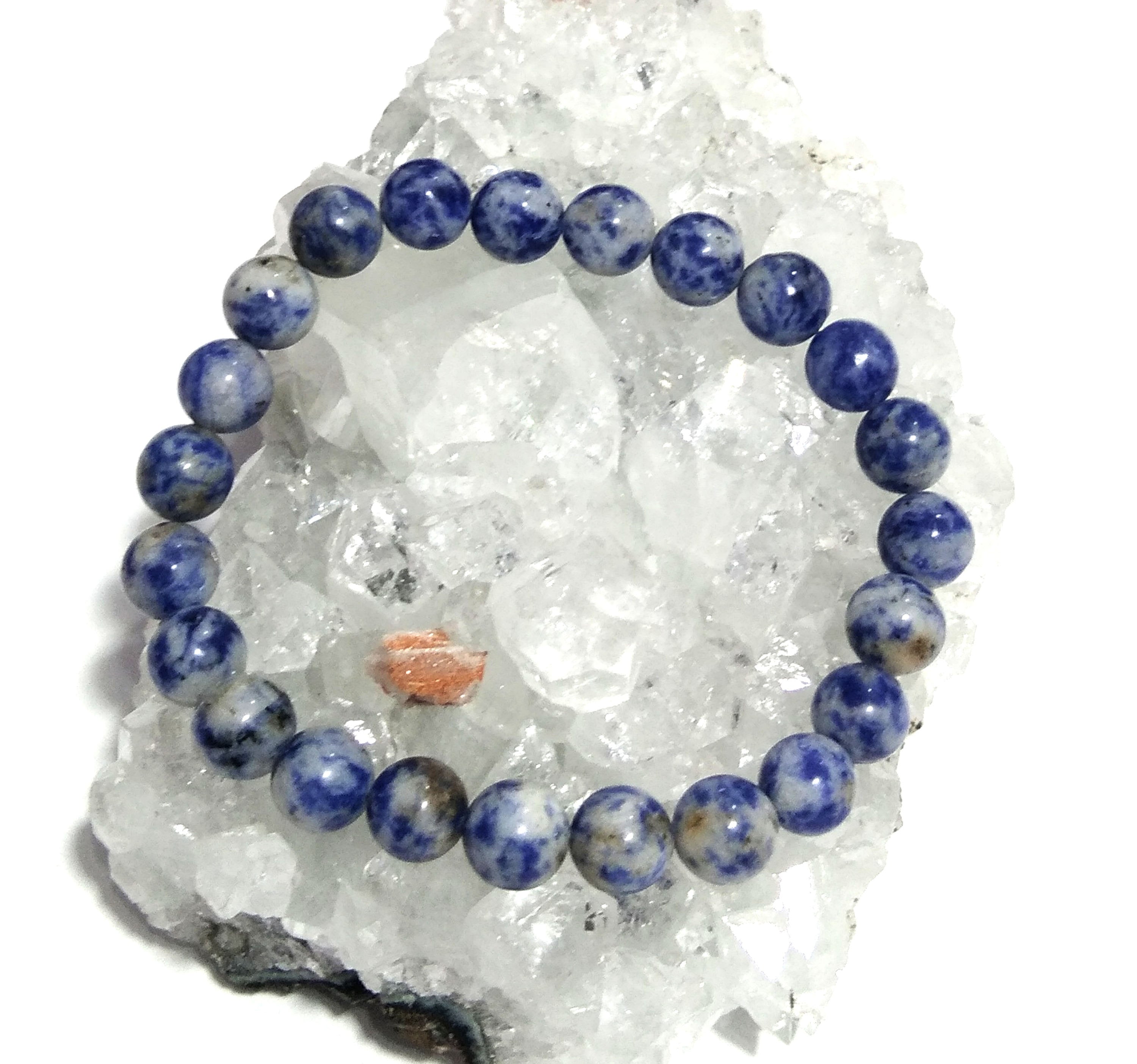 Blue Spot Jasper Bracelet Beads Stone, Natural Blue Spot Jasper Healing Unisex Round Bracelet, Stone Size 8x8 mm Gift Easter day Bracelet