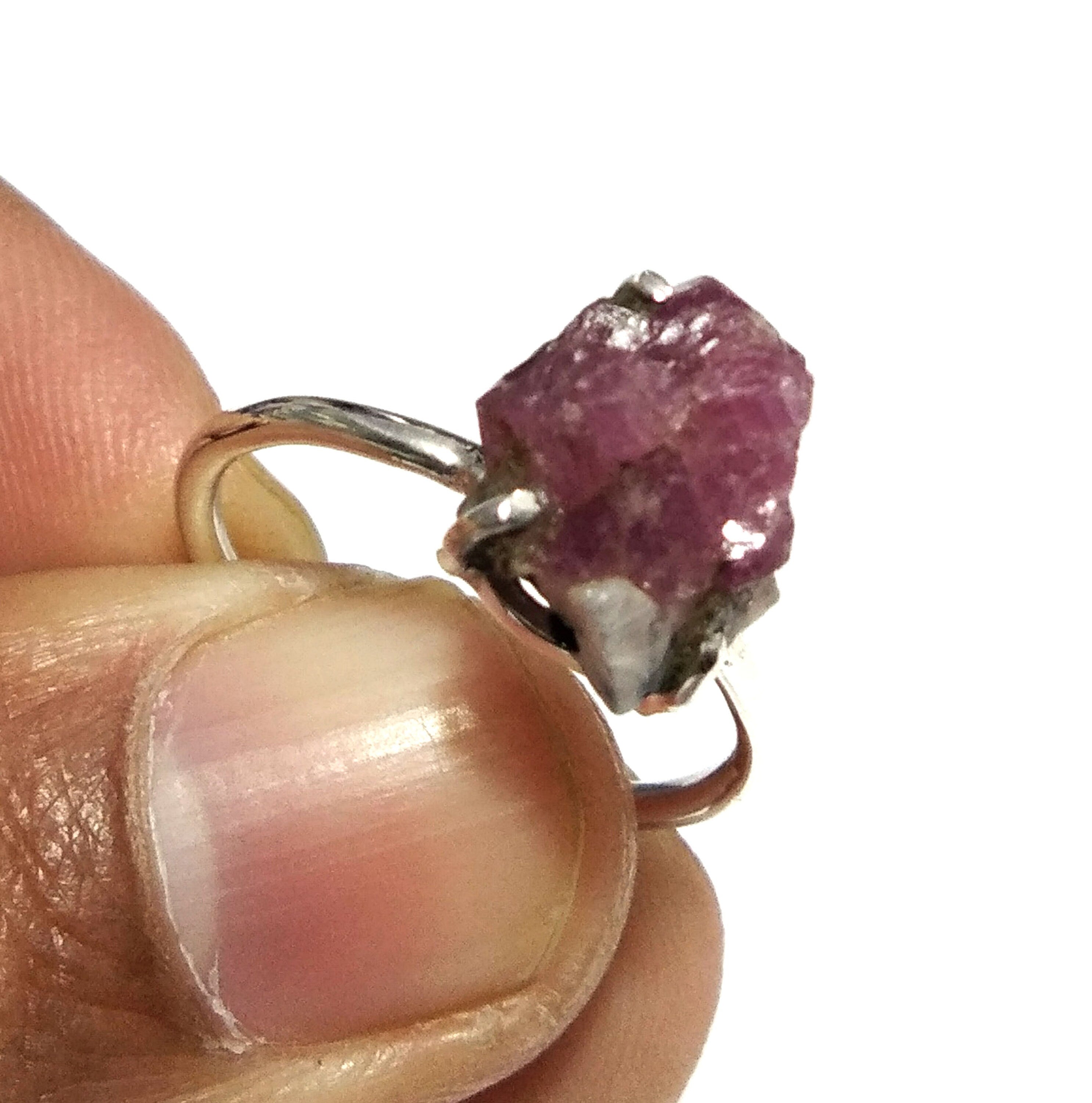 Natural Red Ruby Rough Gemstone Ring, 925 Solid Sterling Silver Ring, Red Ruby Stone Size 14x11 mm Handmade Ring, For Gift Birthday Ring