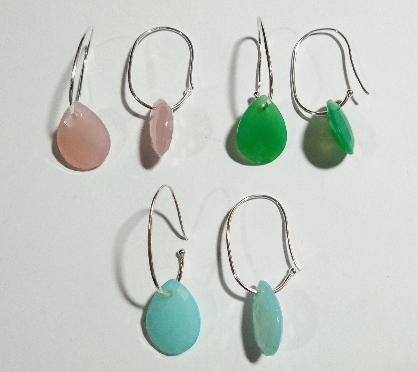 EARRING ! Natural Gemstone With 925 Sterling Silver Jewelry, Rose Calcy Earring, Cryso Calcy Earring, Aqua Calcy Earring, Handmade Jewelry.