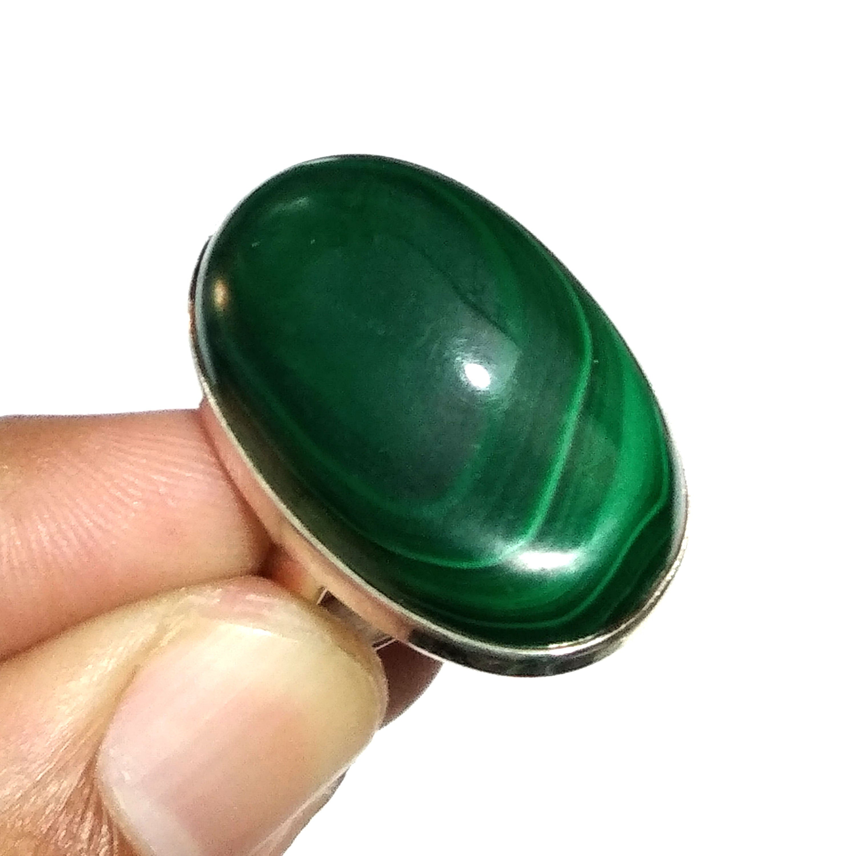 Natural Malachite Gemstone Ring, 925 Solid Sterling Silver Ring, Top Malachite Stone Size 29x19 mm Handmade Statement Ring Gift Wedding Ring