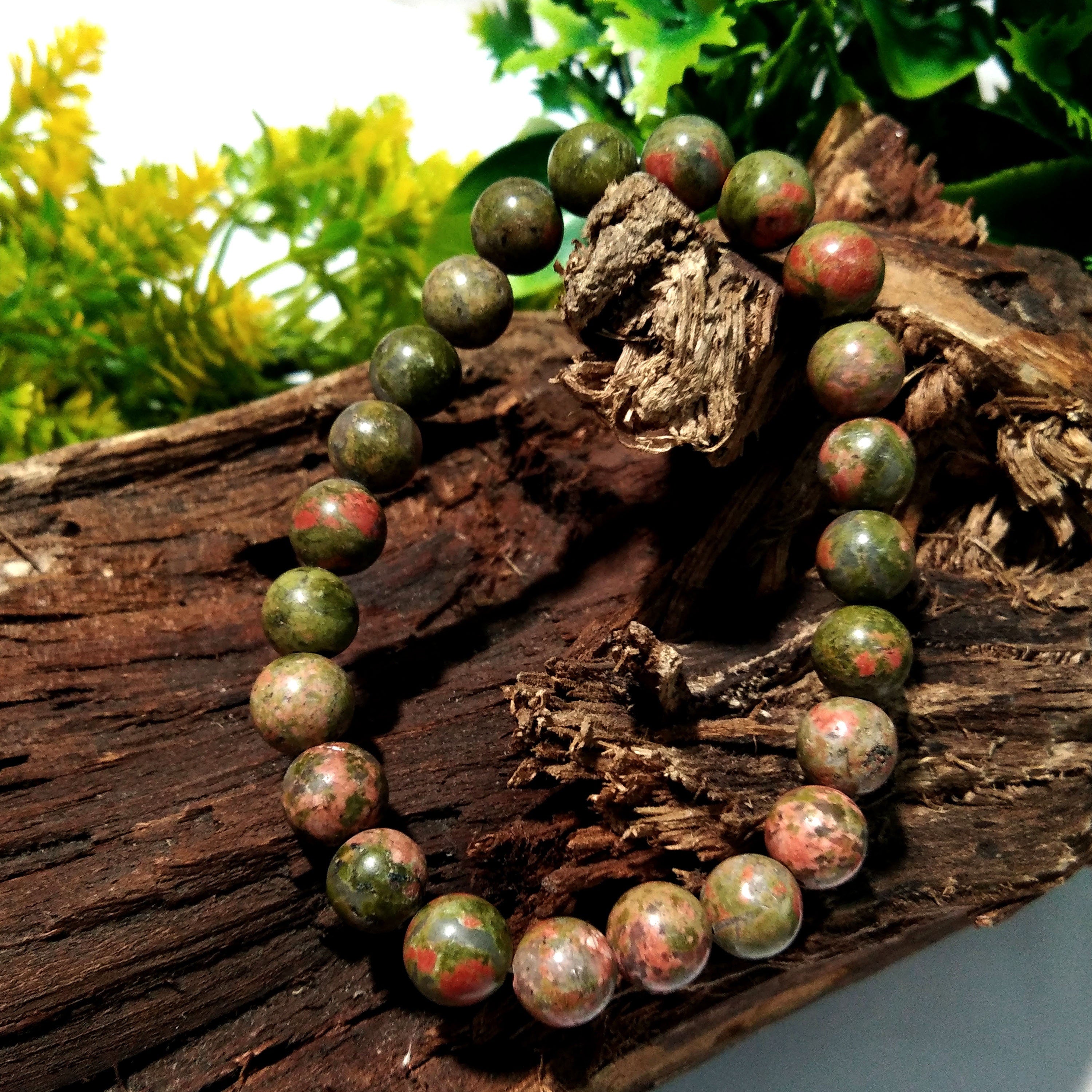 Unakite Bracelet Beads Stone, Natural Unakite Gemstone Bracelet, Healing Crystal Bracelet, Handmade For Men & Women Bracelet, Size 8x8 mm