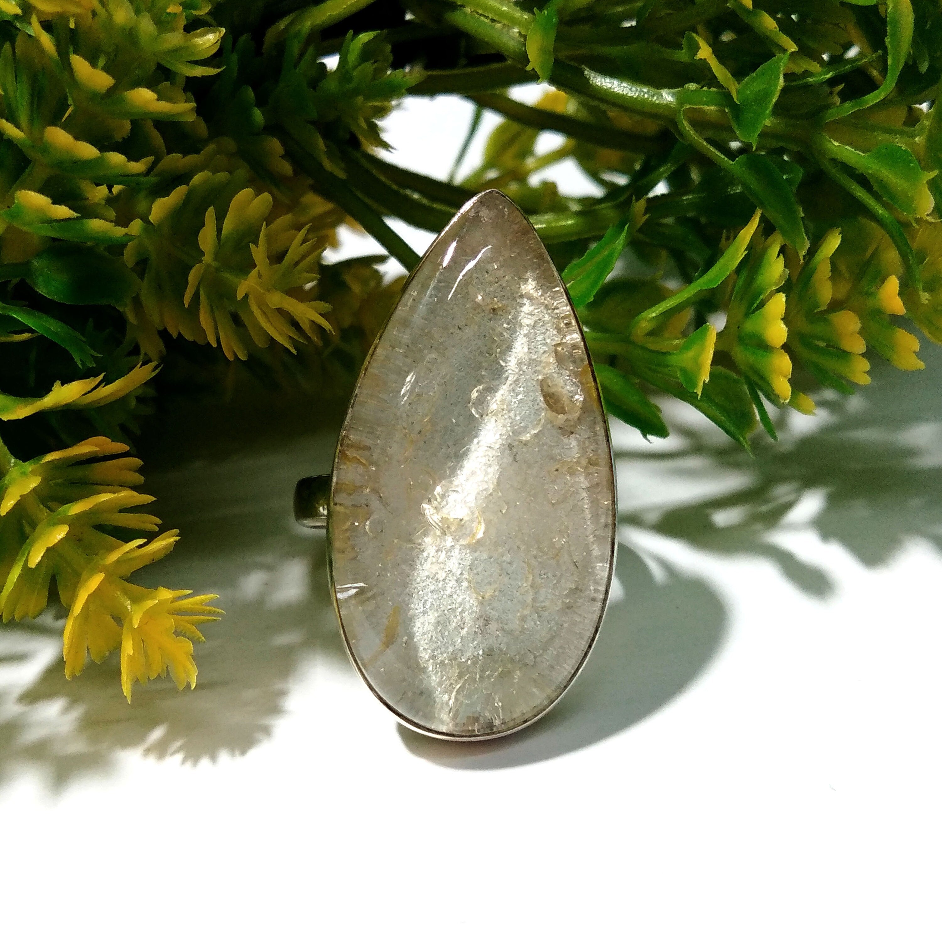 Natural Lodolite Garden Quartz Stone Ring, 925 Sterling Silver Ring, Amazing Garden Quartz Gemstone, Wedding Gift Ring, For Girls & Women