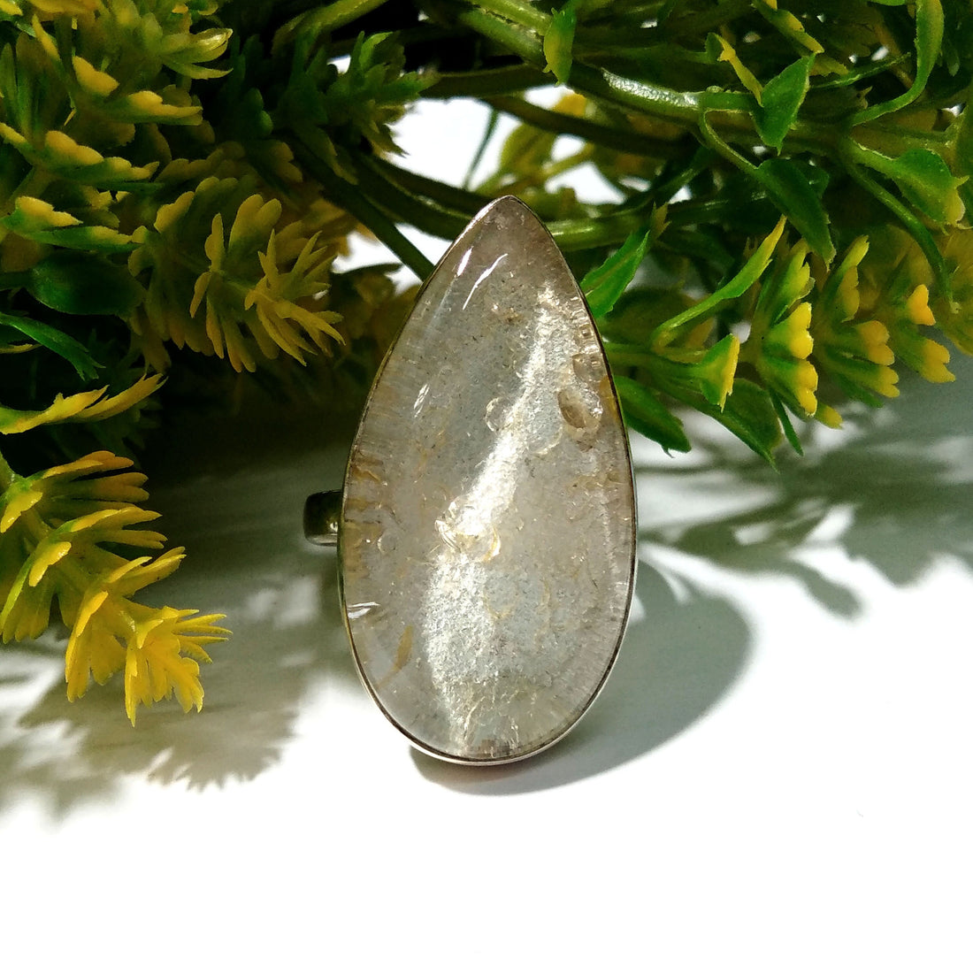 Natural Lodolite Garden Quartz Stone Ring, 925 Sterling Silver Ring, Amazing Garden Quartz Gemstone, Wedding Gift Ring, For Girls & Women