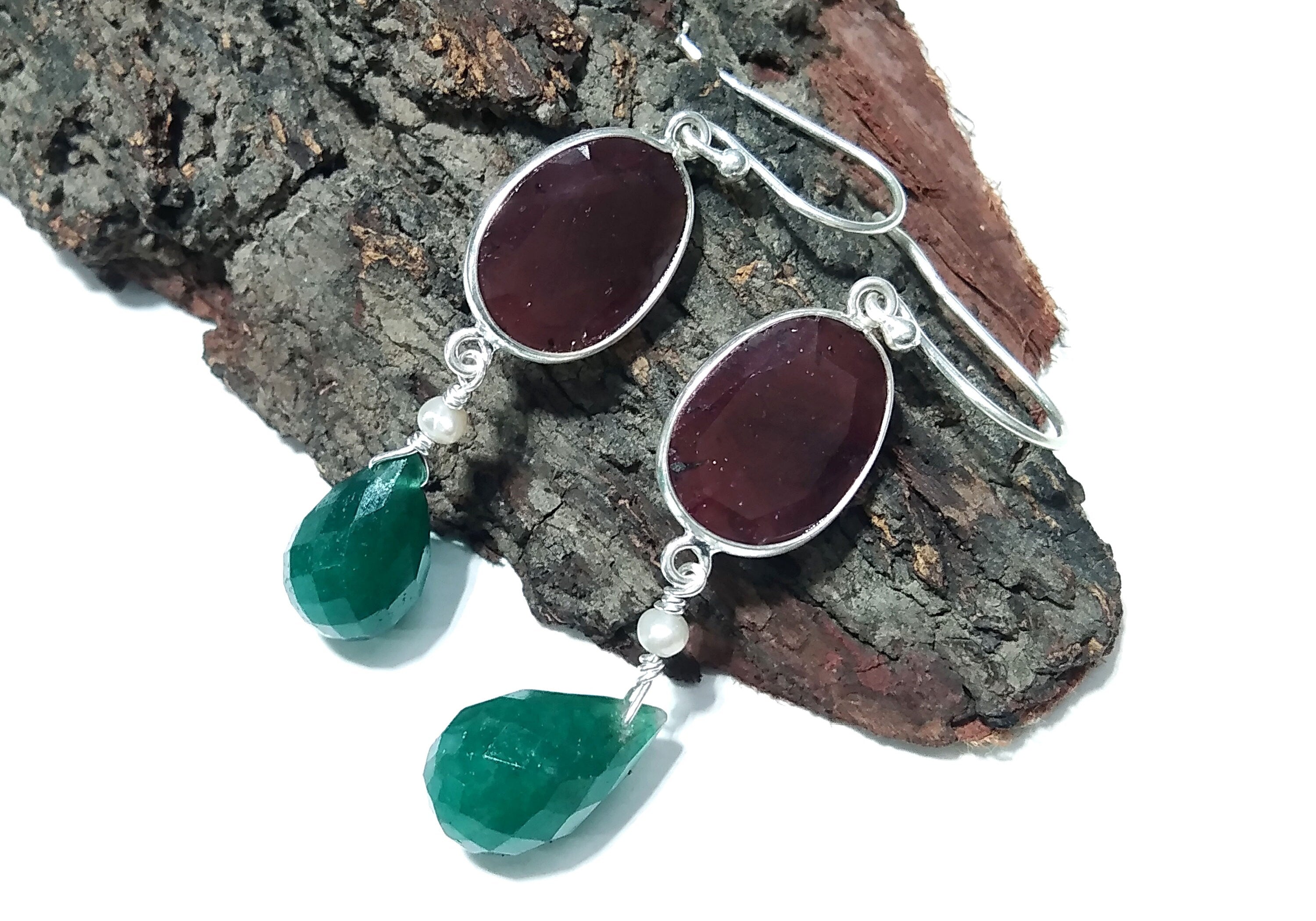 Beautiful Green Onyx & Smoky Quartz Gemstone Earring, Natural Gemstone Faceted With 925 Starling Silver Earring, Handmade Bezel Earring.