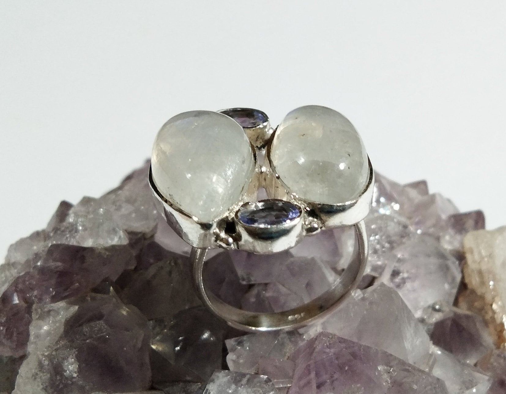 Rainbow Moonstone And Tanzanite Multi Stone Rings, 925 Sterling Silver Jewelry, Natural Gemstone Ring, Handmade Jewelry, For Girls/Women.