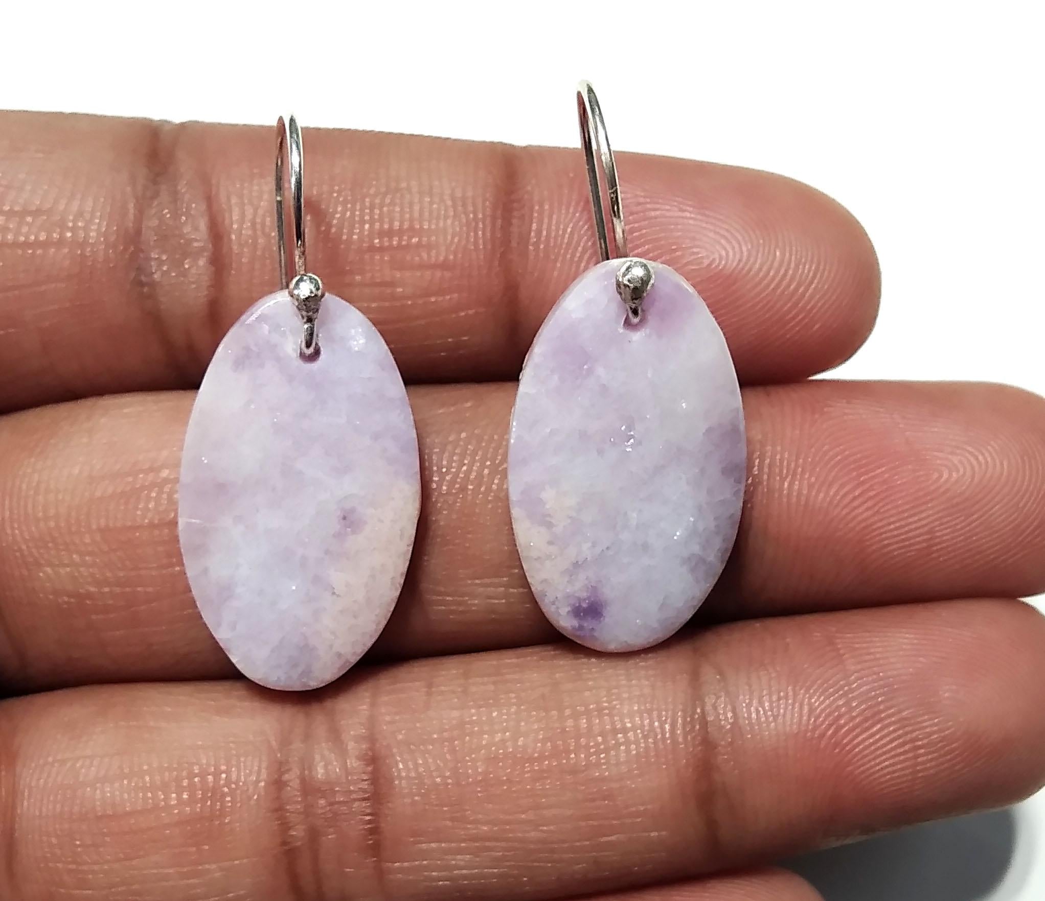 Lepidolite Earrings, 925 Silver Earring, Purple Lepidolite Stone Jewelry, Handmade Earring For Girls & Women Gift Jewelry, Crystal Earrings