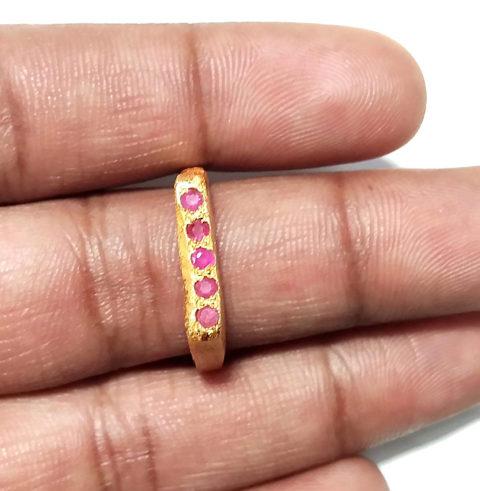 Natural Red Ruby Ring, Solid 925 Sterling Silver Gold Plated Ring, Beautiful Red Ruby Silver Ring, Engagement Ring, For Gift Birthday Ring