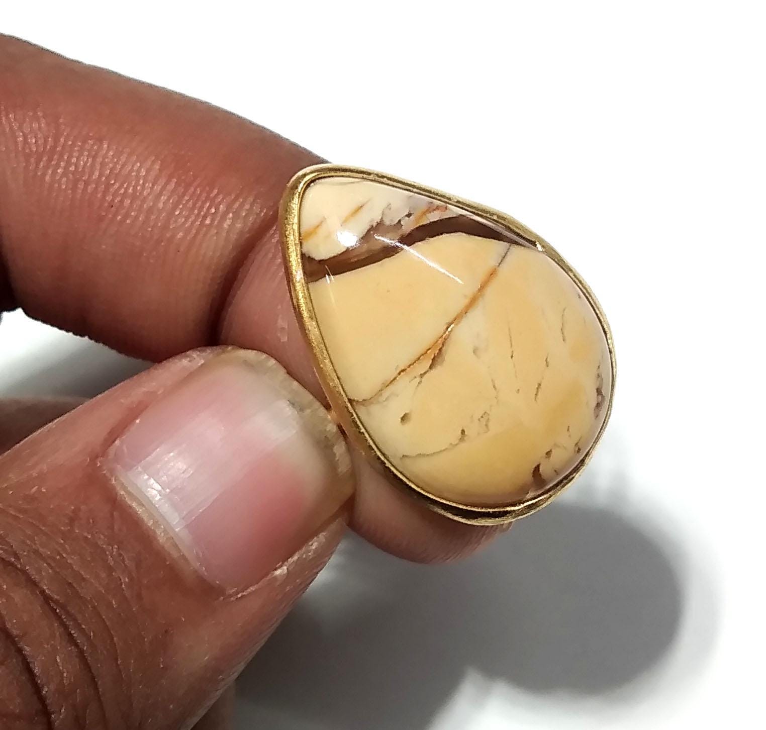 Natural Mookaite Jasper Ring, 925 Starling Silver Gold Plated Ring Jewelry, Mookaite Stone Size 22x15 mm Handmade Gift Wedding Ring Jewelry