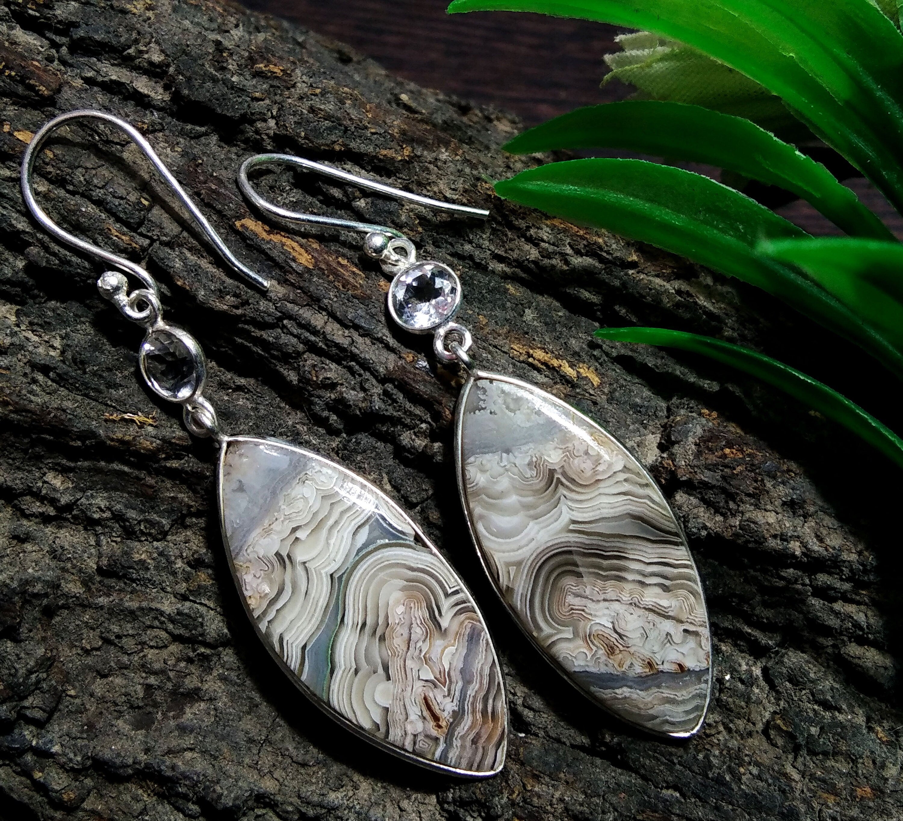 Natural Crazy Lace Jasper Earring Gemstone, 925 Solid Starling Silver Earring Jewelry Marquise Shape Stone Size 29x12 mm For Gift Earring