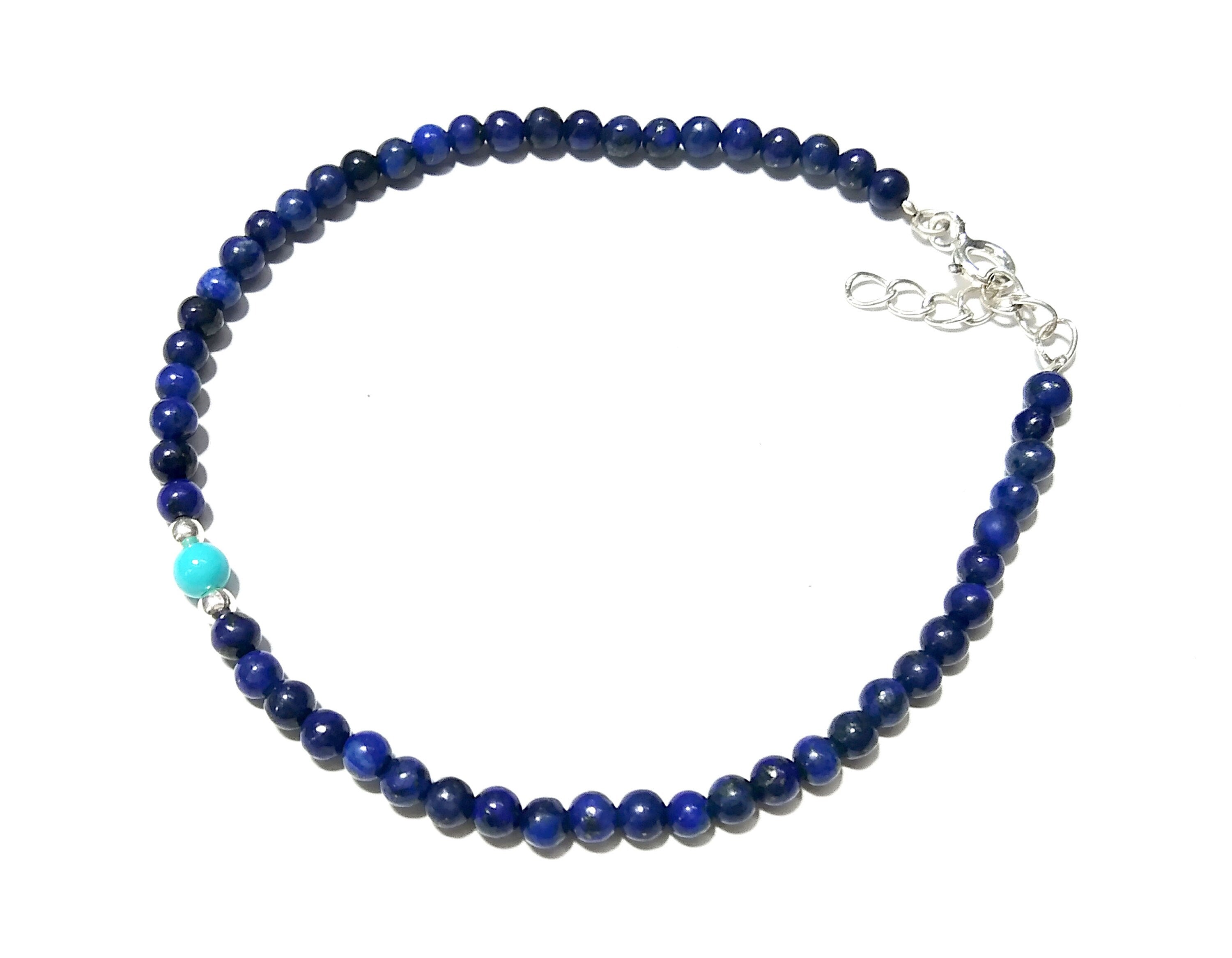 Lapis Lazuli And Turquoise Bracelet, Natural Lapis Lazuli Gemstone Bracelet, 925 Solid Sterling Silver Stone Bracelet, Handmade Jewelry Gift