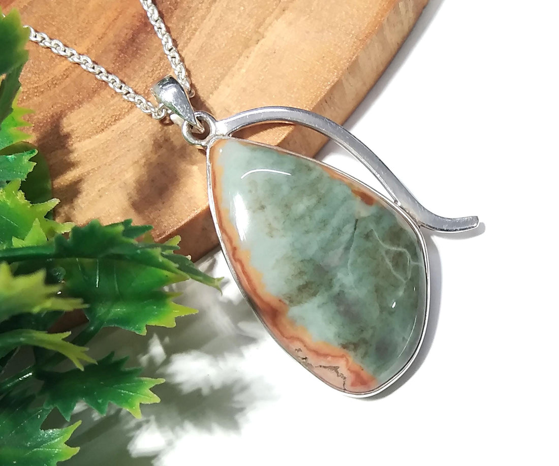 Polychrome Jasper Gemstone Pendant Necklace, 925 Starling Silver Chain Necklace Pendant, Handmade Pendant Jewelry, Wedding Gift