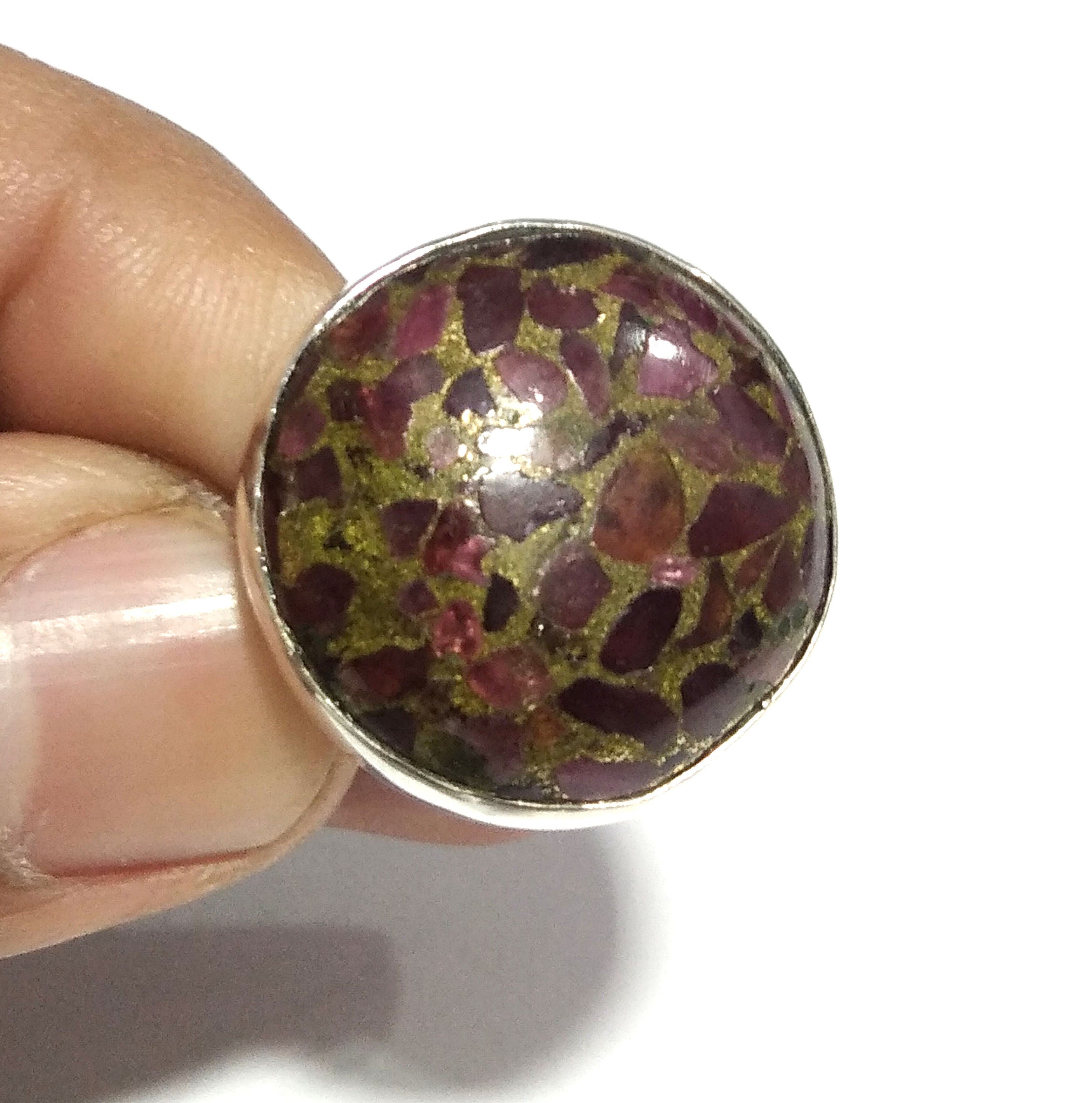 Natural Ruby Copper Turquoise Gemstone Ring, 925 Solid Sterling Silver Ring, Turquoise Stone Size 22x22 mm Handmade Gift Mother’s day Ring