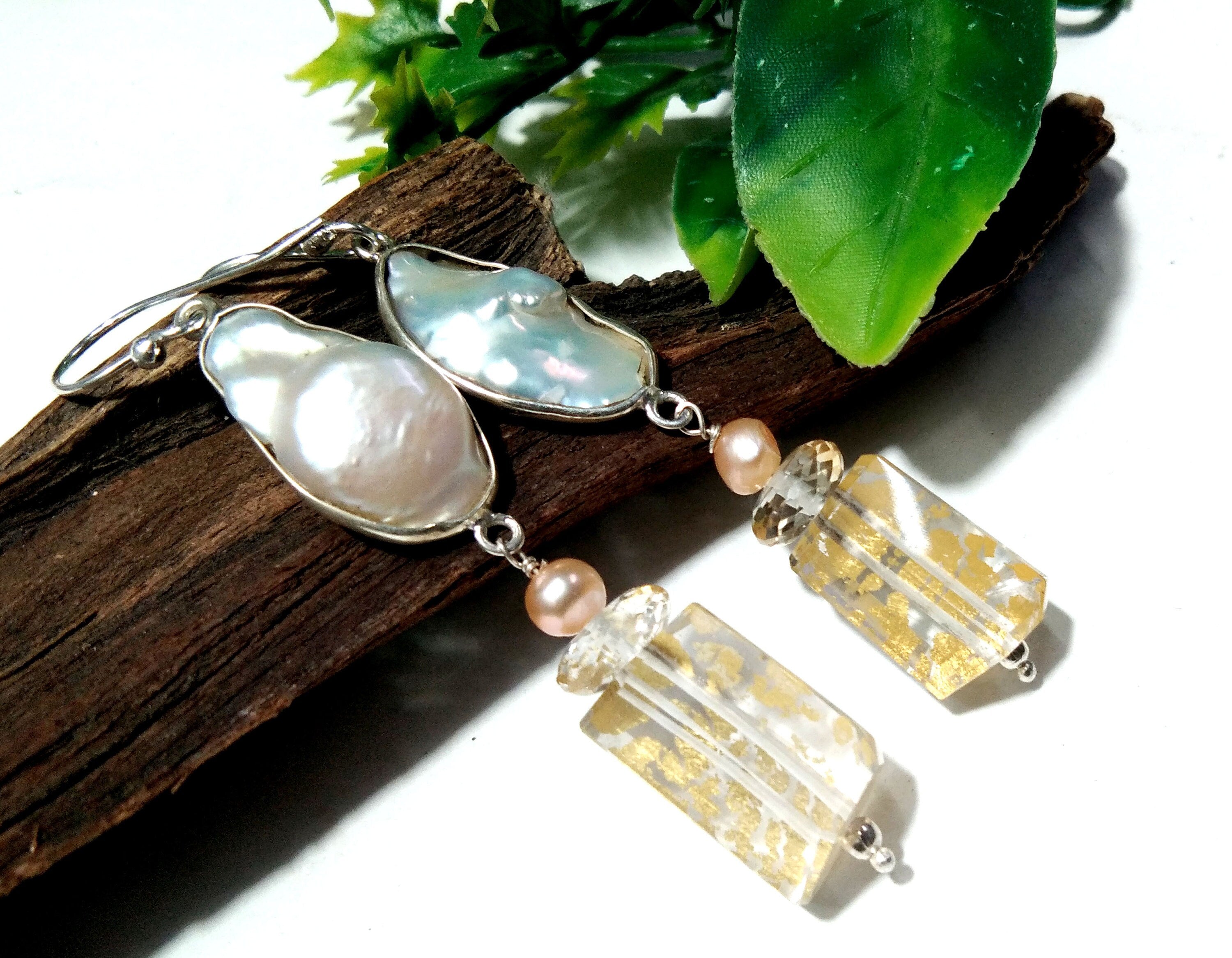 Amazing Color 100% Natural Doublet Gemstone Crystal & Pearl Multi Gemstone Earrings, With 925 Starling Silver Jewelry For Gifts Girls/Women