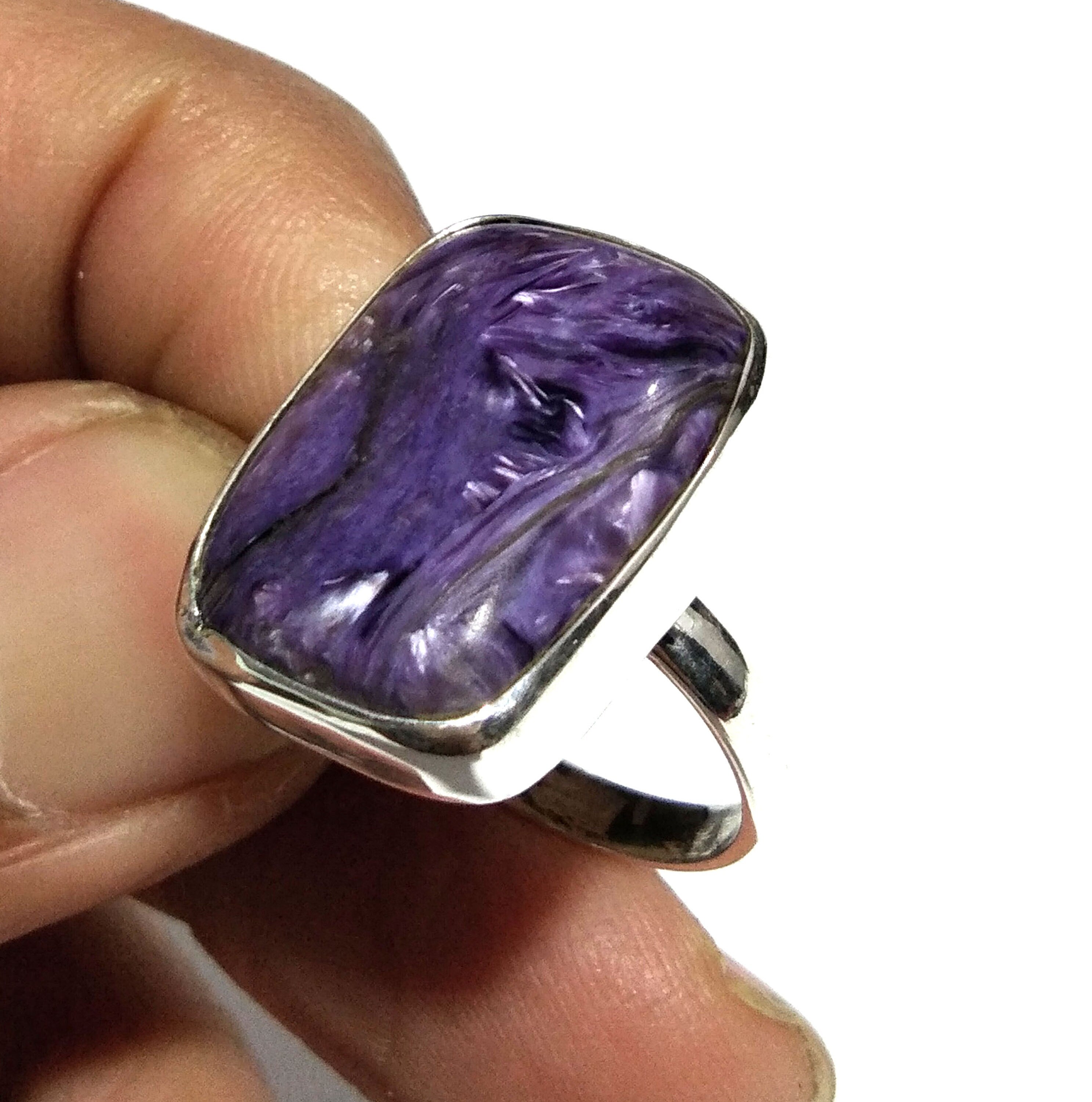 Natural Charoite Gemstone Ring, 925 Solid Sterling Silver Ring, Purple Charoite Stone Size 20x15mm Handmade Ring, Gift Birthday Ring Jewelry