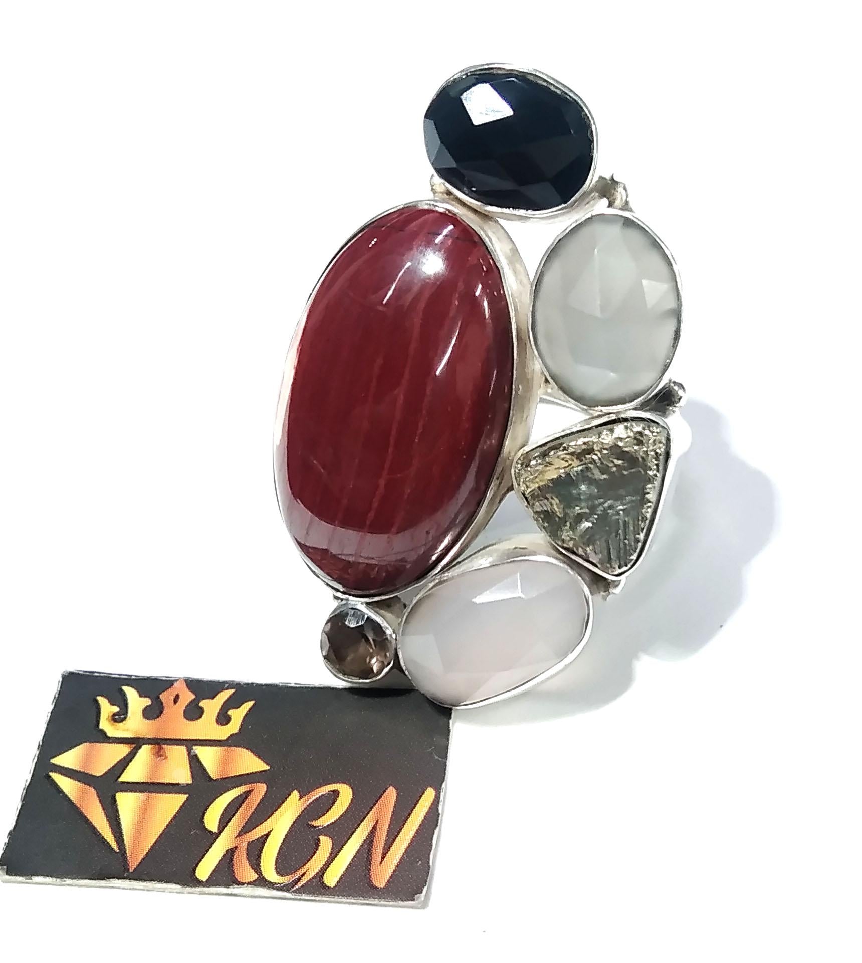 ALL Natural Multi Gemstone Rings, Solid 925 Starling Silver Jewelry, Handmade Making Multi Stone Ring, For Girls & Women, Wedding Gift Etc.