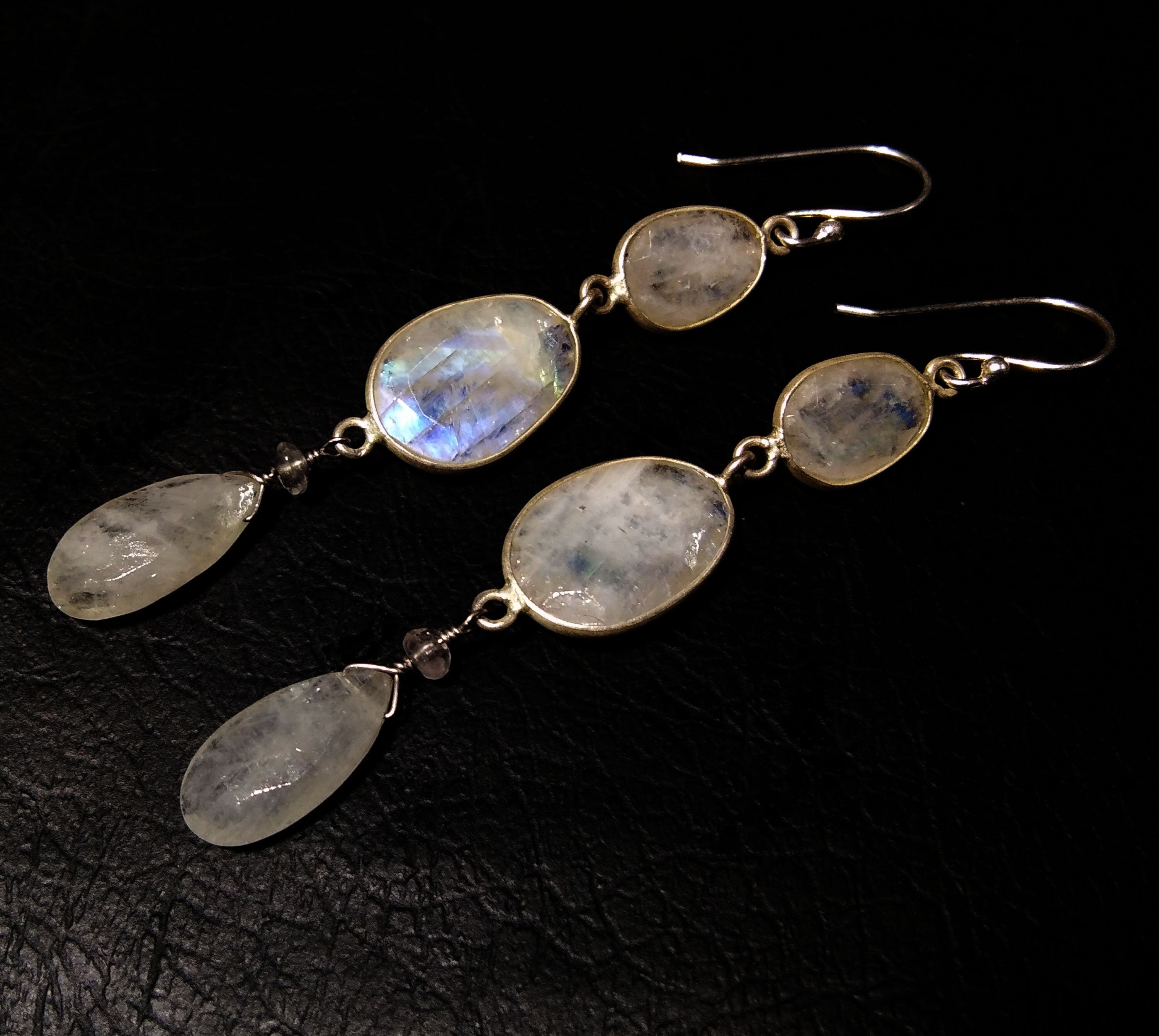 Natural Rainbow Moonstone Multi Fire Stone Earring, 925 Solid Starling Silver Earring, Handmade Moonstone Earring, Gift For Women Earring