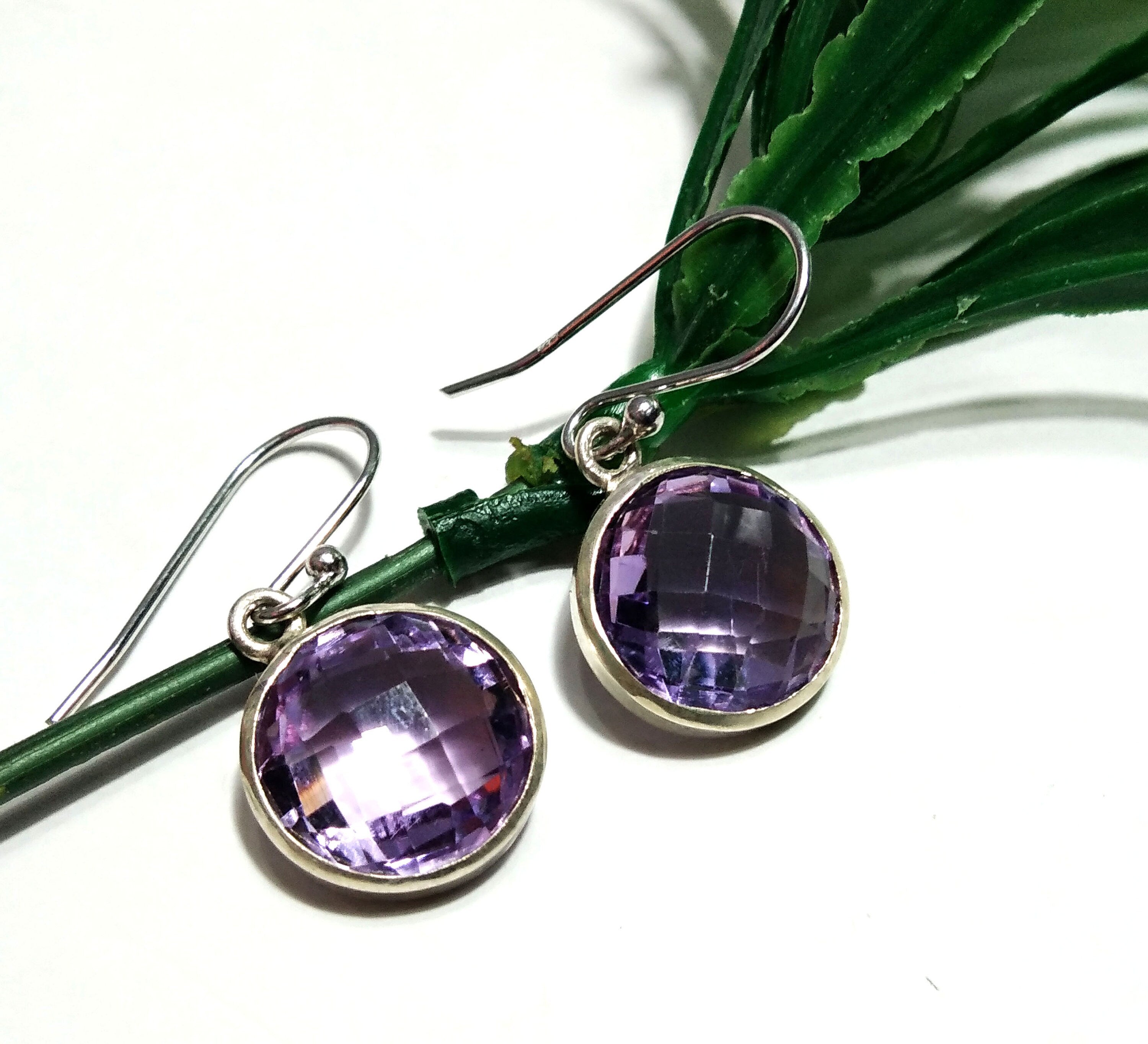 Natural Amethyst Stone Earring, 925 Sterling Silver Earring, Top Color Purple Amethyst Handmade Earring, Gift For Birthday Earring Jewelry