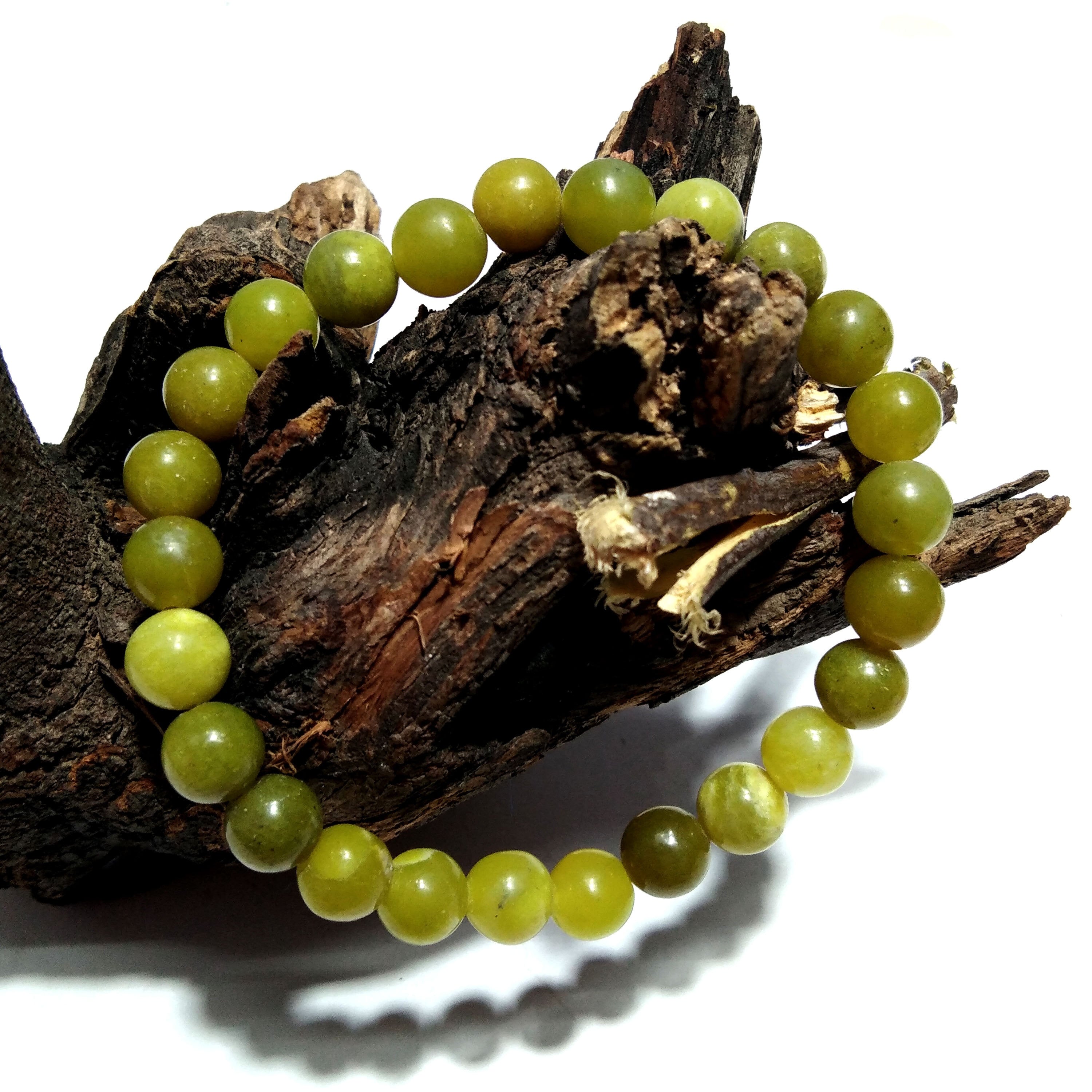 Green Opal Bracelet Beads Stone, Natural A+++ Green Opal Crystal Healing Unisex Round Bracelet Size 8x8 mm Gift Easter day Bracelet