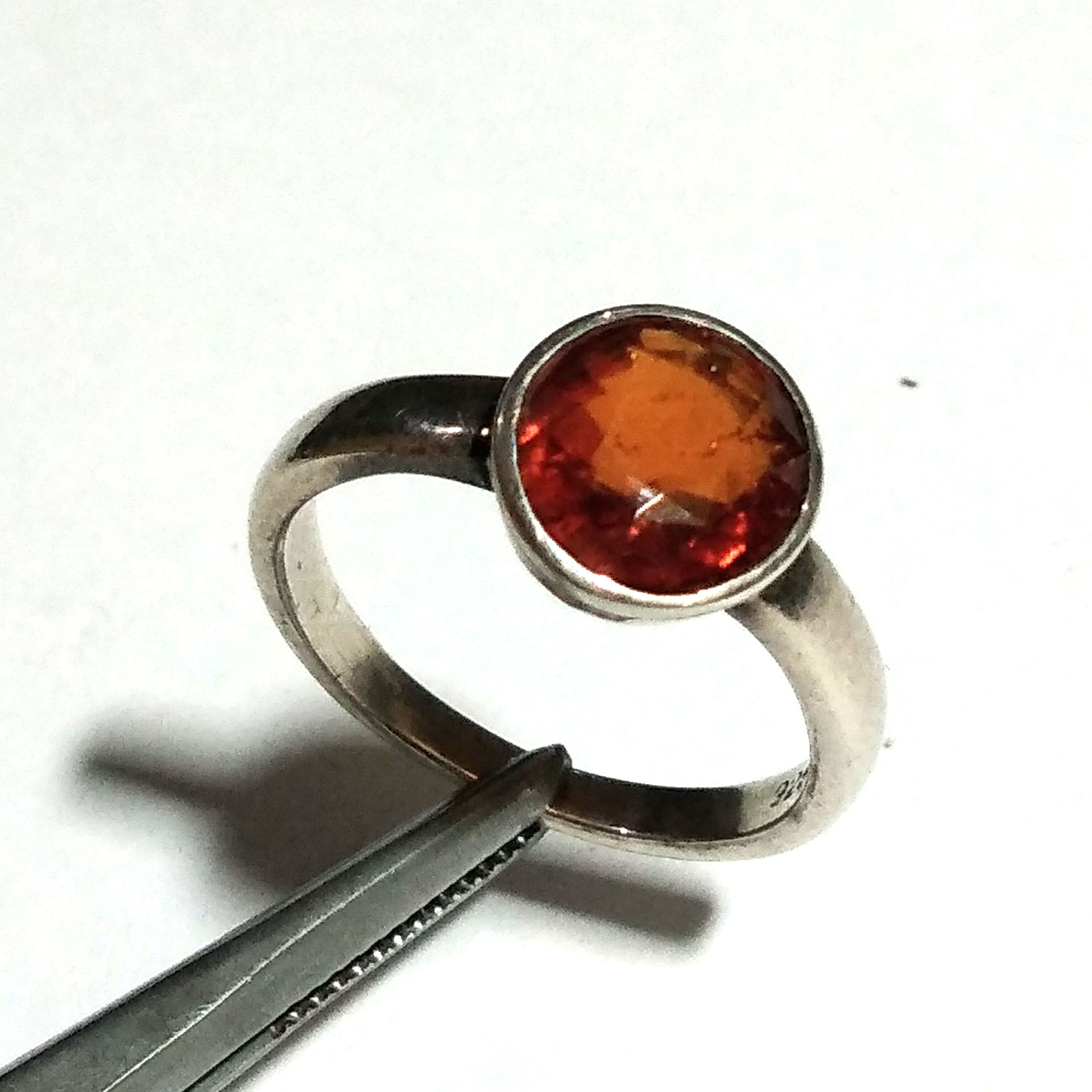 Natural Hessonite Stone Ring, 925 Solid Starling Silver Ring, Gemstone Round Shape Hessonite Cut Stone Size 9x9 mm Gift Mother day Ring