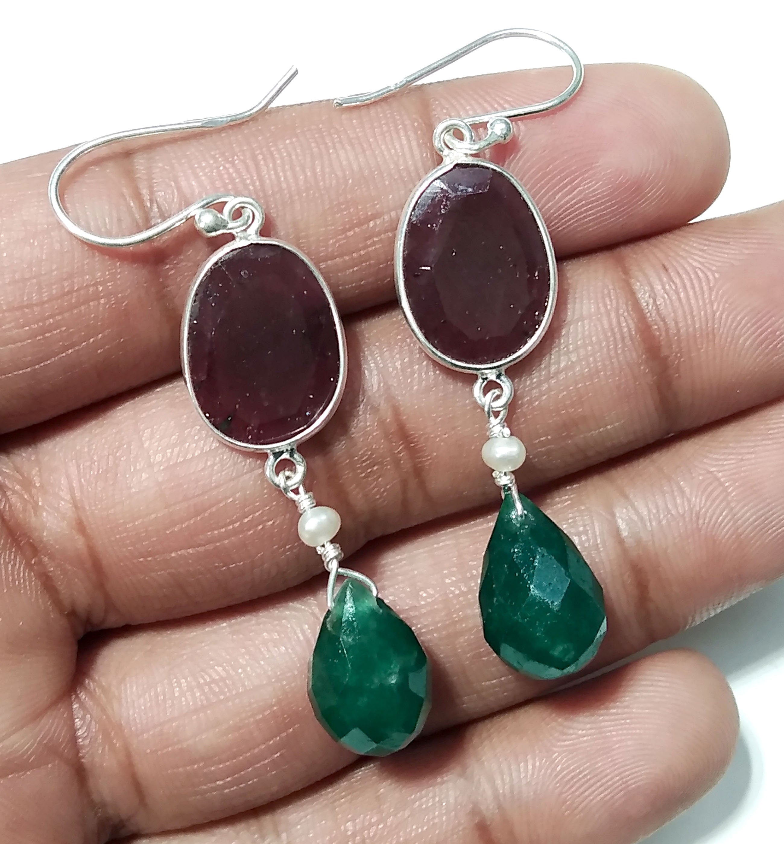 Beautiful Green Onyx & Smoky Quartz Gemstone Earring, Natural Gemstone Faceted With 925 Starling Silver Earring, Handmade Bezel Earring.