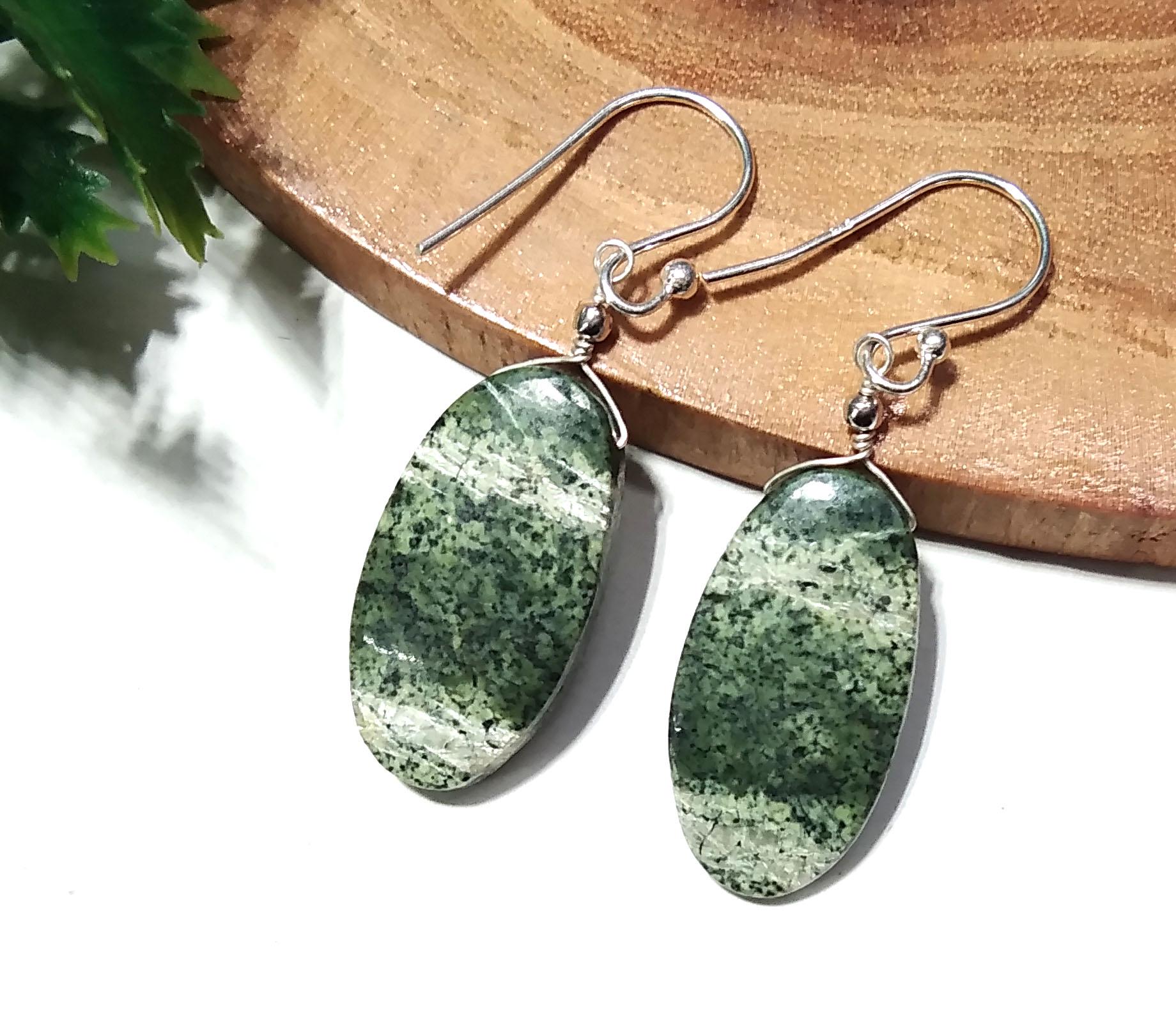 Natural Green Swiss Opal Gemstone Earring, Solid 925 Starling Silver Earring, Beautiful Swiss Opal Stone Size 30x13mm Gift For Girls & Women