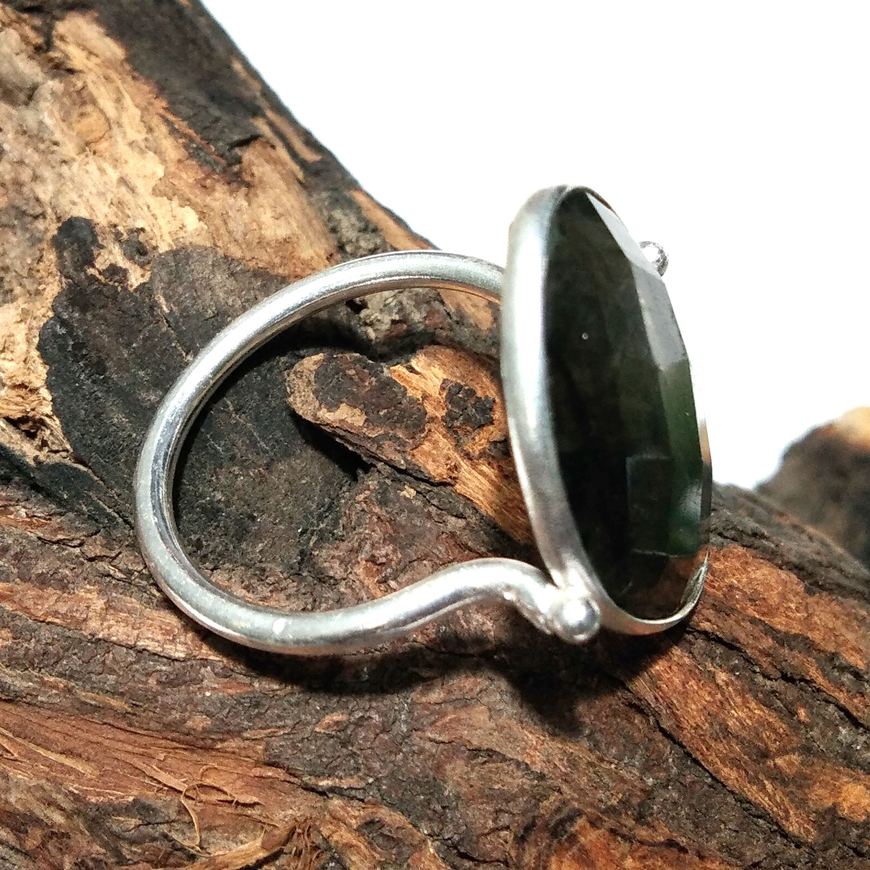 Natural Labradorite Checker Cut Stone Ring, 925 Starling Silver Ring, Stone Size 20x15 mm Green Fire Labradorite Ring, Gift Birthday Ring