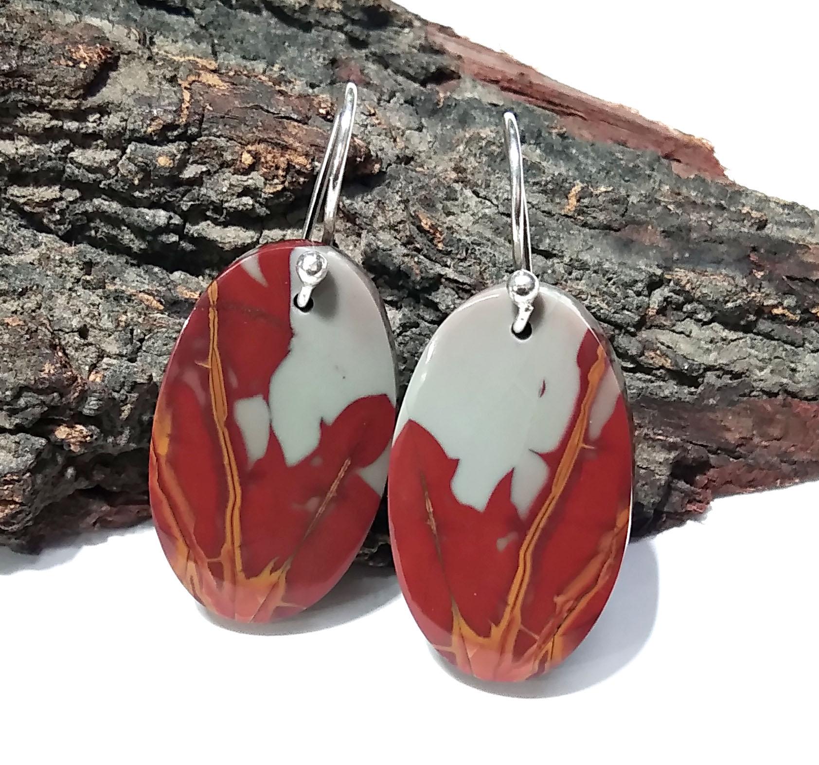 Noreena Jasper Gemstone Earring, Solid 925 Starling Silver Earring, Natural Noreena Jasper Stone Size 27x16mm Gift For Girls & Women