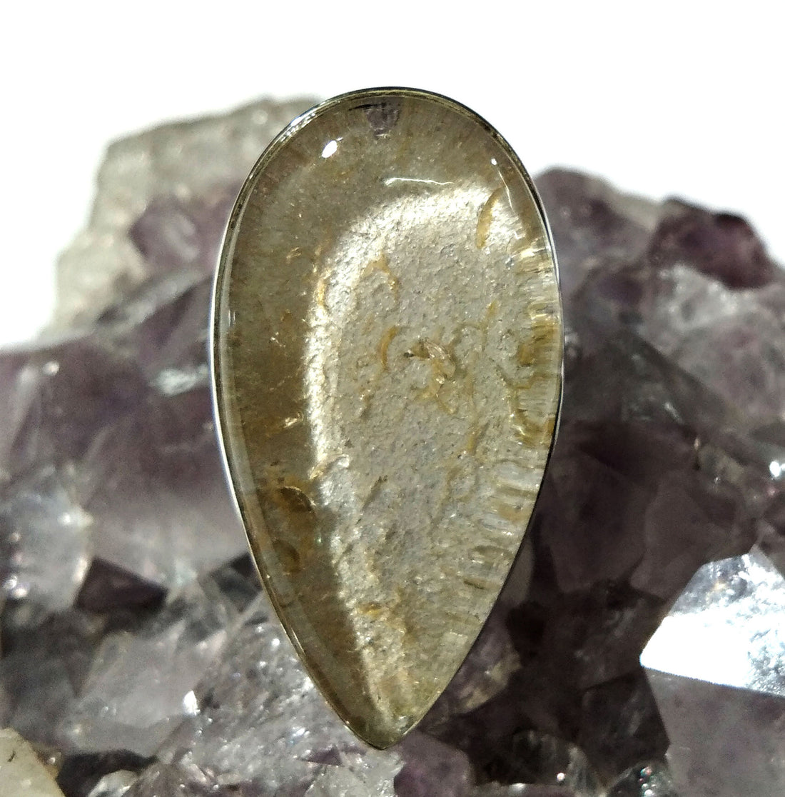 Natural Lodolite Garden Quartz Stone Ring, 925 Sterling Silver Ring, Amazing Garden Quartz Gemstone, Wedding Gift Ring, For Girls & Women