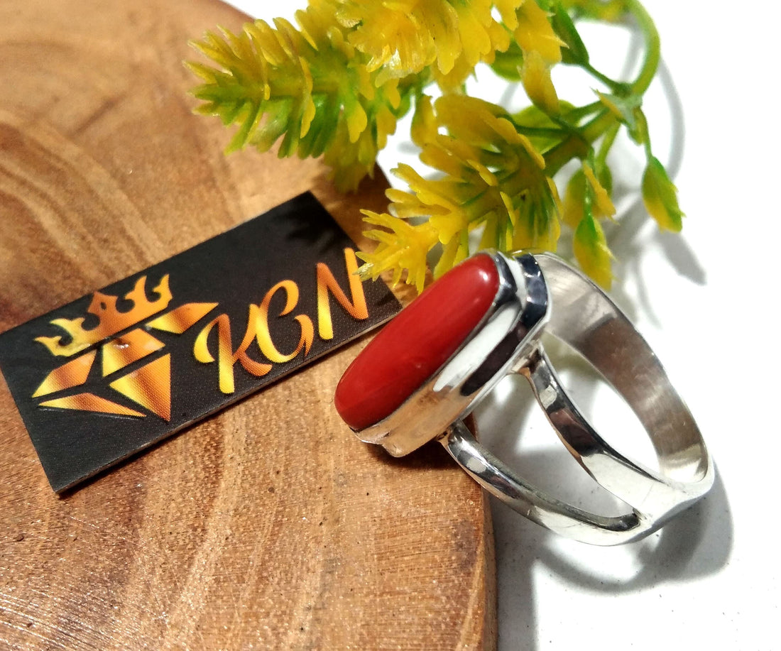 Natural Italian Red Coral Ring, With 925 Sterling Silver Ring, Handmade Making Coral Ring, Wedding/Anniversary Gift For Girls/Women Ring