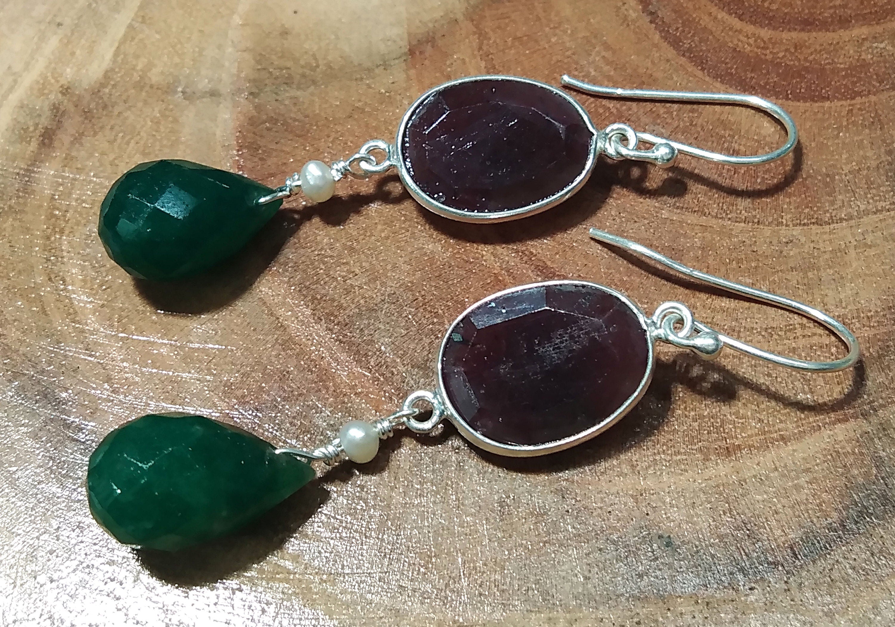 Beautiful Green Onyx & Smoky Quartz Gemstone Earring, Natural Gemstone Faceted With 925 Starling Silver Earring, Handmade Bezel Earring.