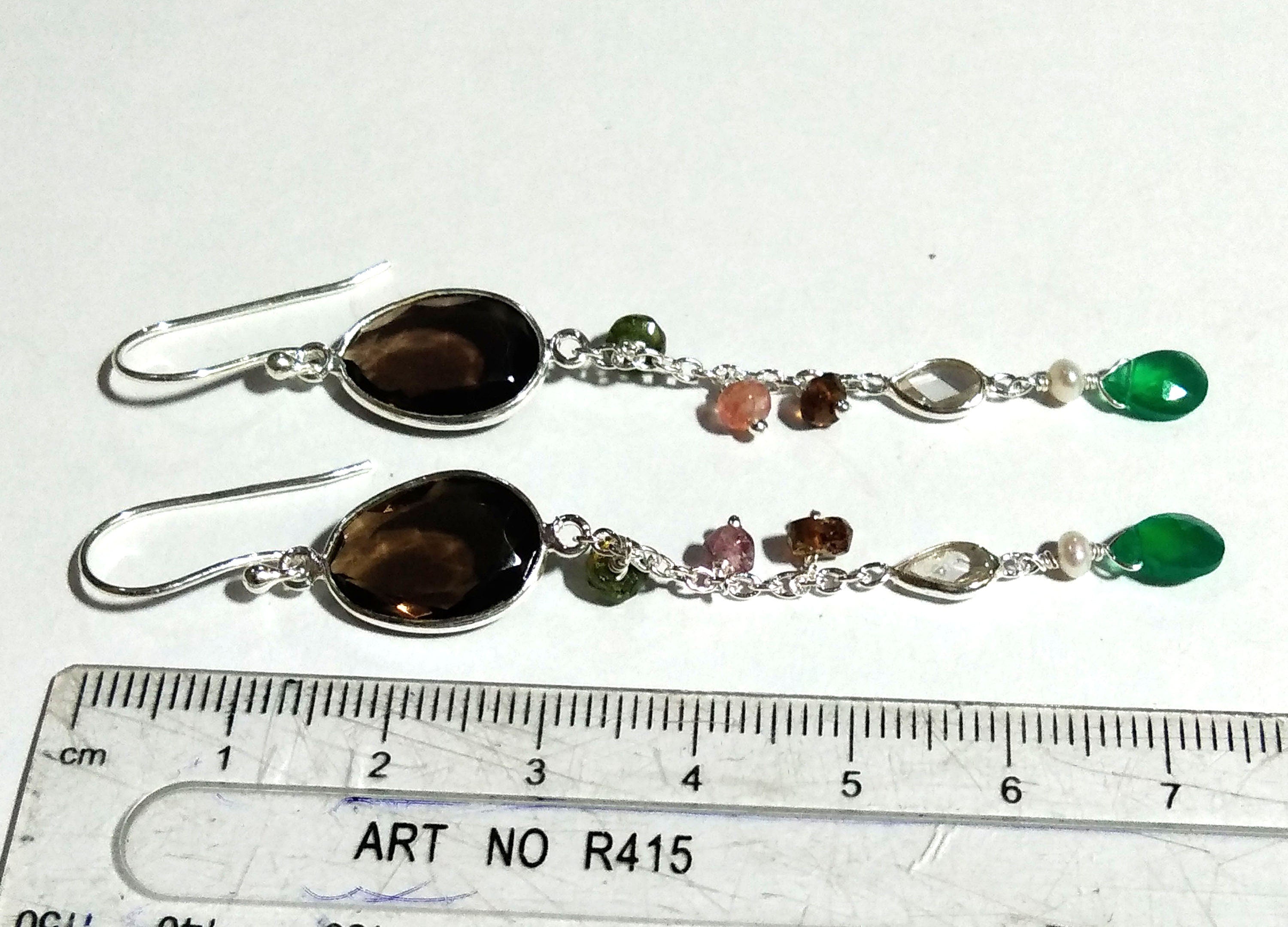 Natural Smoky Quartz Faceted Stone Earring, 925 Solid Starling Silver Earring, Jewelry Fancy Shape Stone Size 15x10mm Smoky For Gift Earring