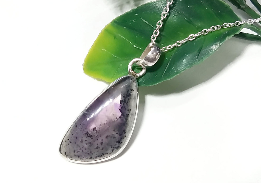 Natural Amethyst Gemstone Pendant Chain Necklace, 925 Sterling Silver Pendant Jewelry, Silver Close back Handmade Pendant Gift Birthstone