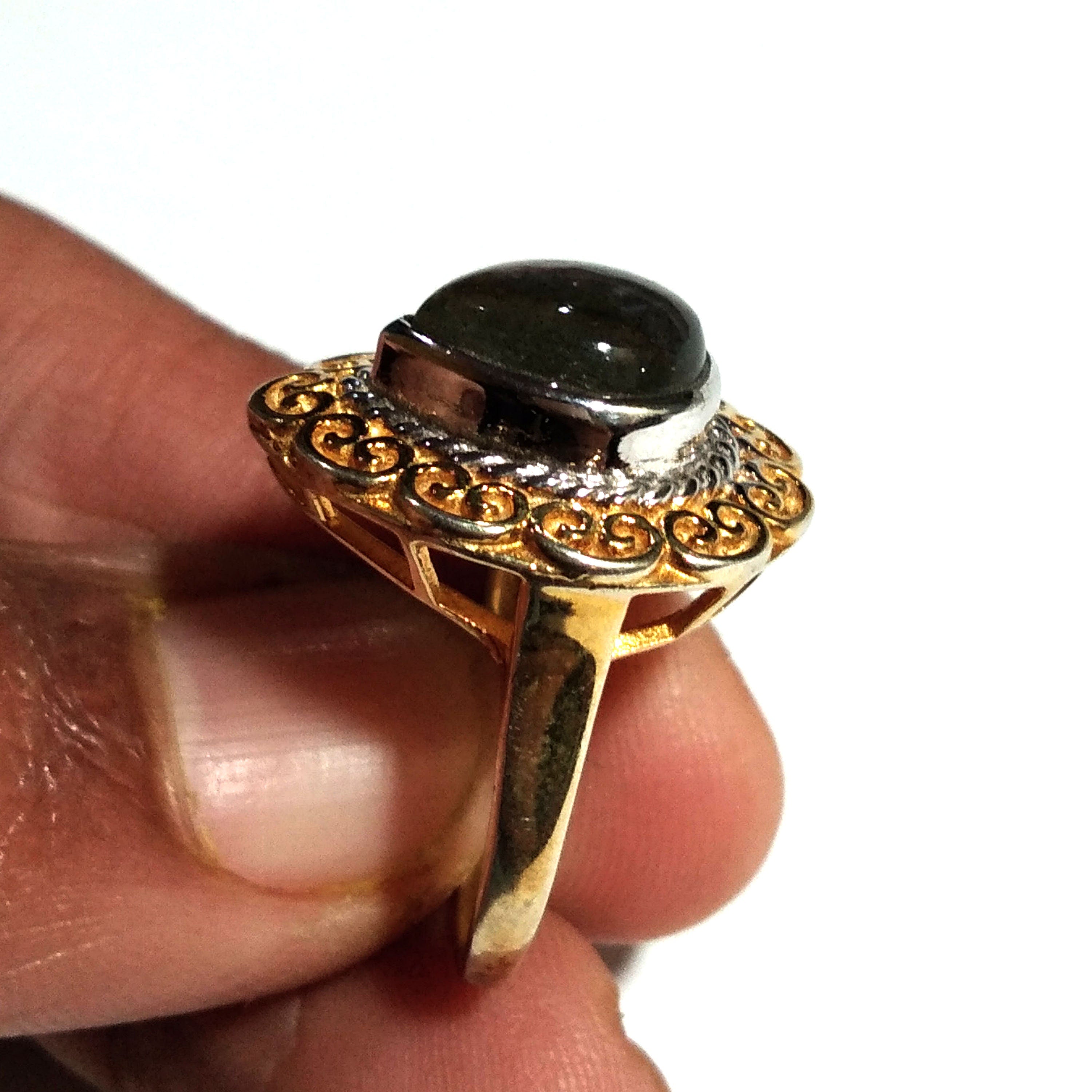 Natural Labradorite Blue Fire Stone Ring, 925 Solid Starling Silver Gold Plated Ring Jewelry Pear Shape Stone Size 12x10 mm Gift for Ring