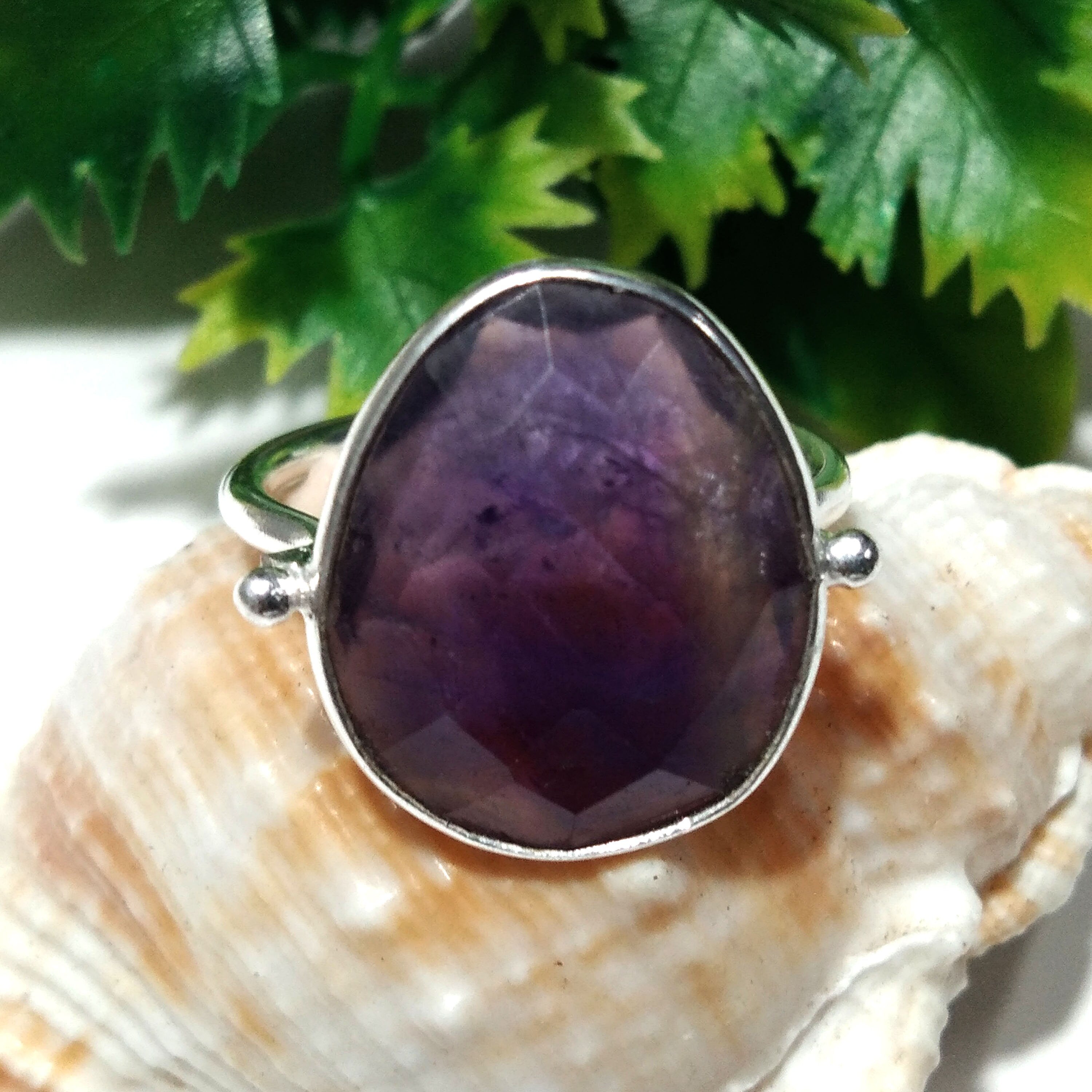 Natural Amethyst Checker Cut Gemstone Ring, 925 Solid Starling Silver Ring, Amazing Amethyst Stone Size 18x15 mm Gift Wedding Ring Jewelry