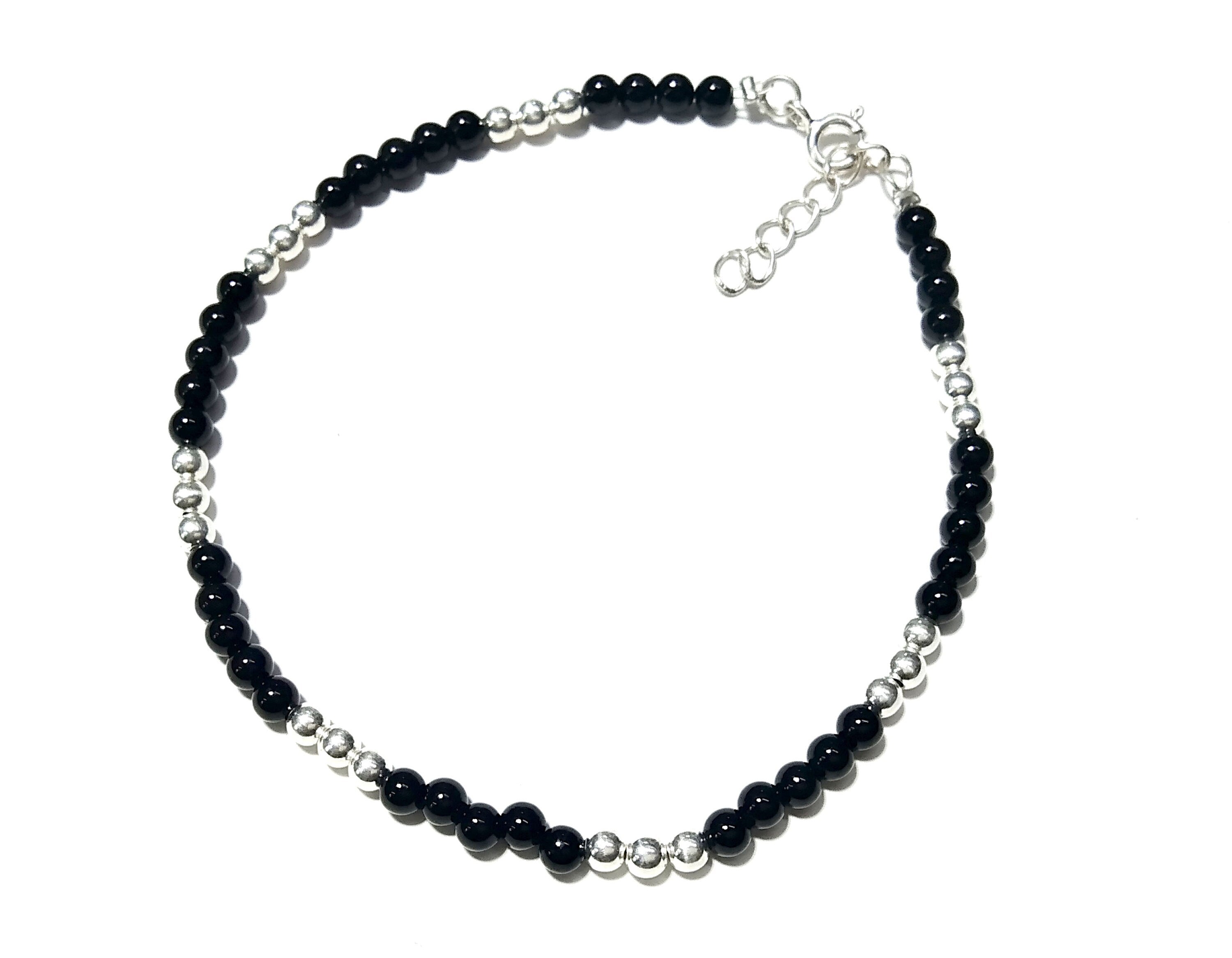 Natural Black Onyx Bracelet, 925 Solid Sterling Silver Bracelet, Gemstone Bracelet, For Women-Adjustable Bracelet, Silver Bracelet For Women