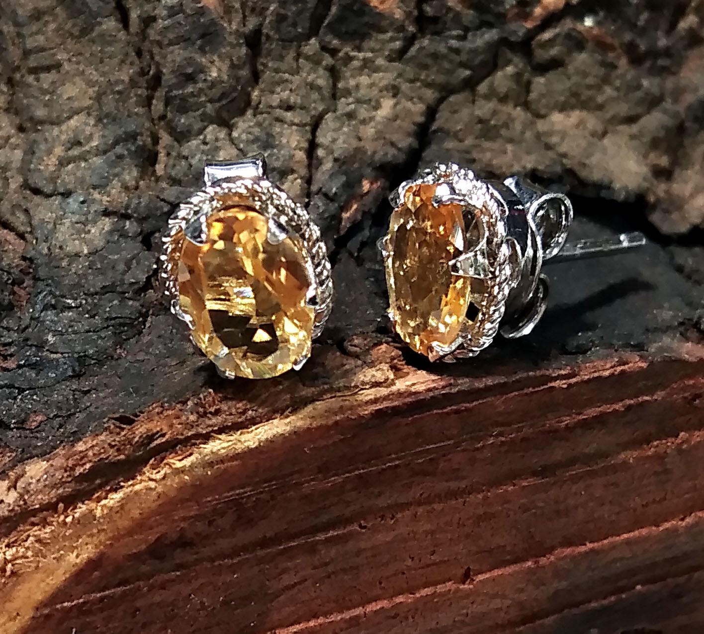 Natural Citrine Stud Earrings, 925 Solid Starling Silver Design Earring, Amazing Citrine Gemstone Oval Shape Stone Size 7x5 mm Gift For Her