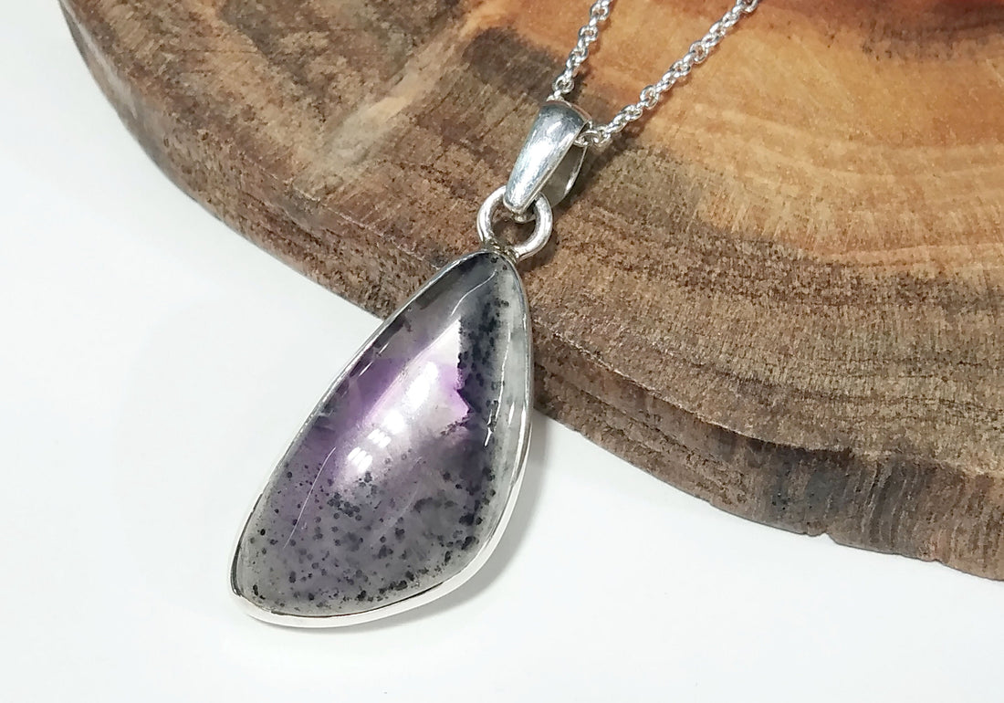Natural Amethyst Gemstone Pendant Chain Necklace, 925 Sterling Silver Pendant Jewelry, Silver Close back Handmade Pendant Gift Birthstone