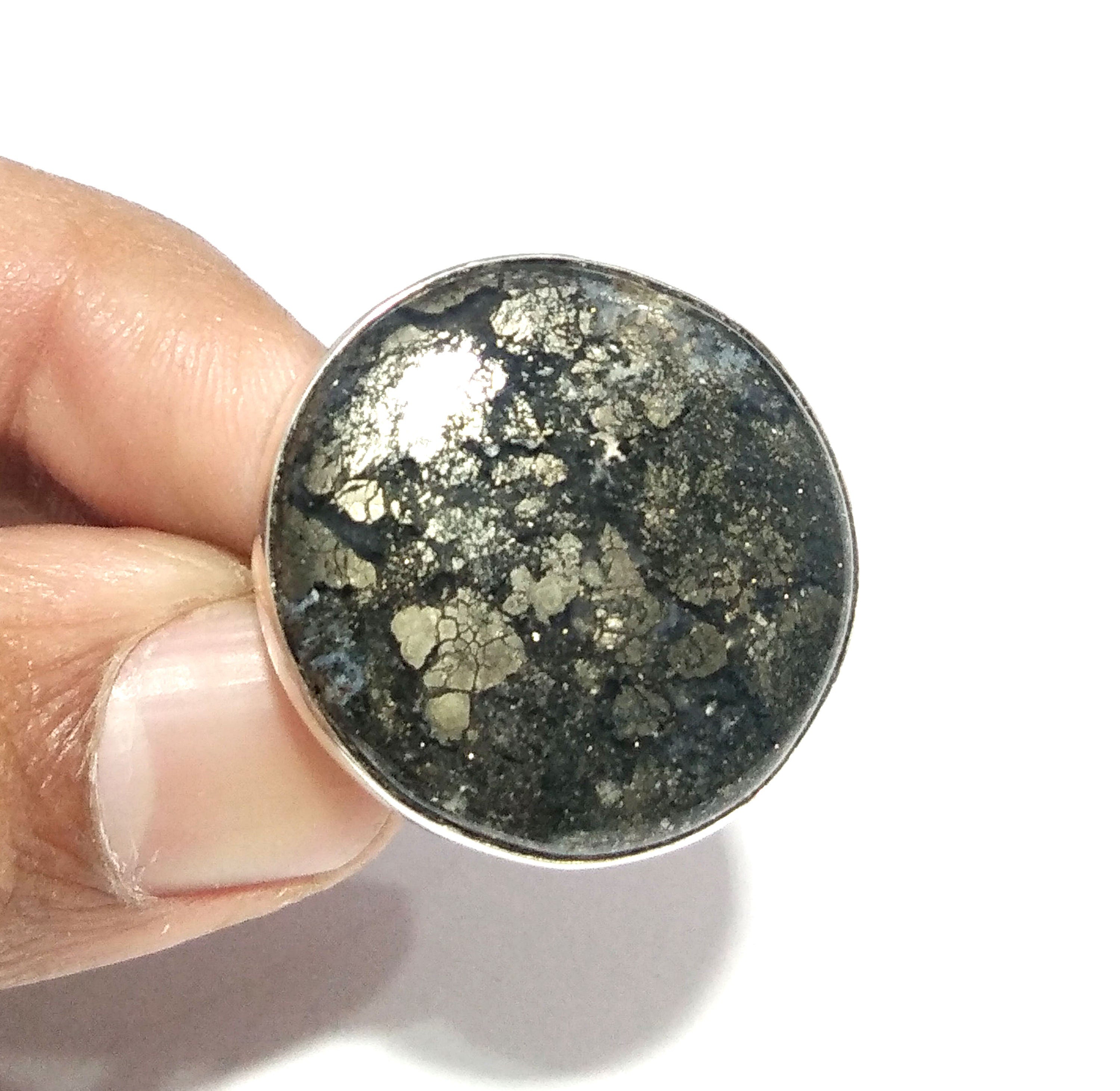 Natural Marcasite Gemstone Ring, 925 Solid Sterling Silver Ring, Marcasite Stone Size 26x26 mm Handmade Silver Ring, Gift Mother’s day Ring