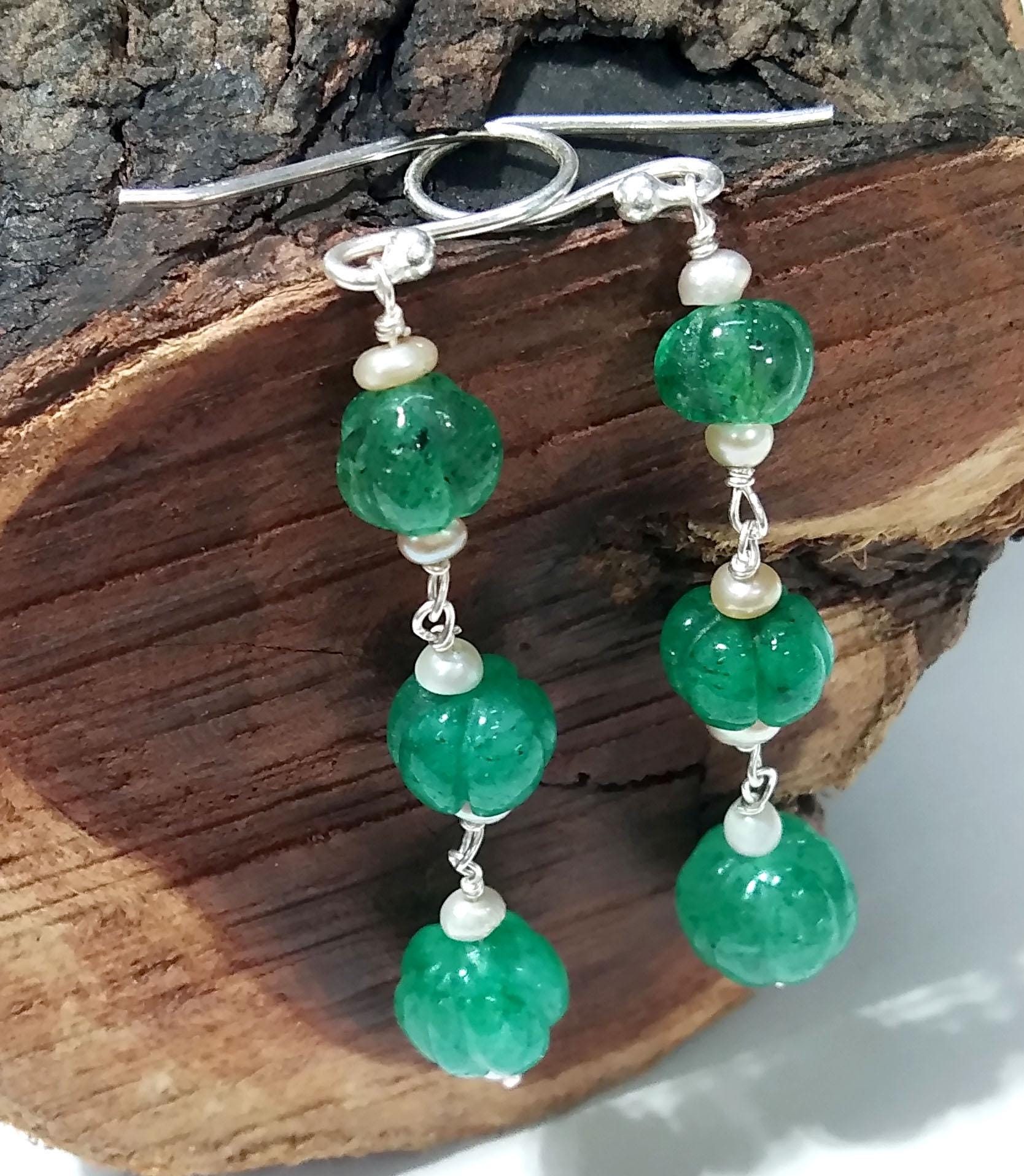 Natural Strawberry Quartz Pumpkin Beads Earring, 925 Silver Beaded Earring, Gemstone Handmade Making Jewelry, Beautiful Beads Stone Earring