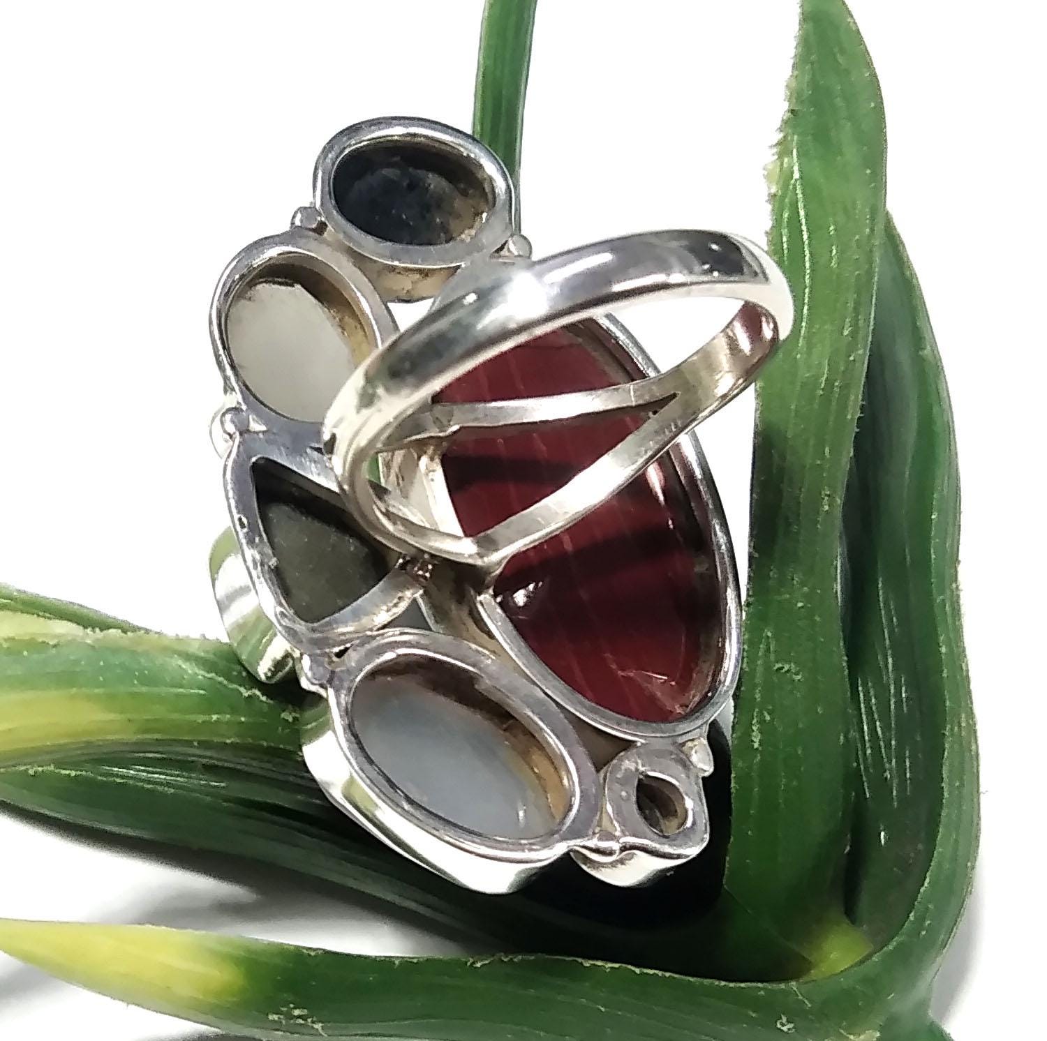 ALL Natural Multi Gemstone Rings, Solid 925 Starling Silver Jewelry, Handmade Making Multi Stone Ring, For Girls & Women, Wedding Gift Etc.