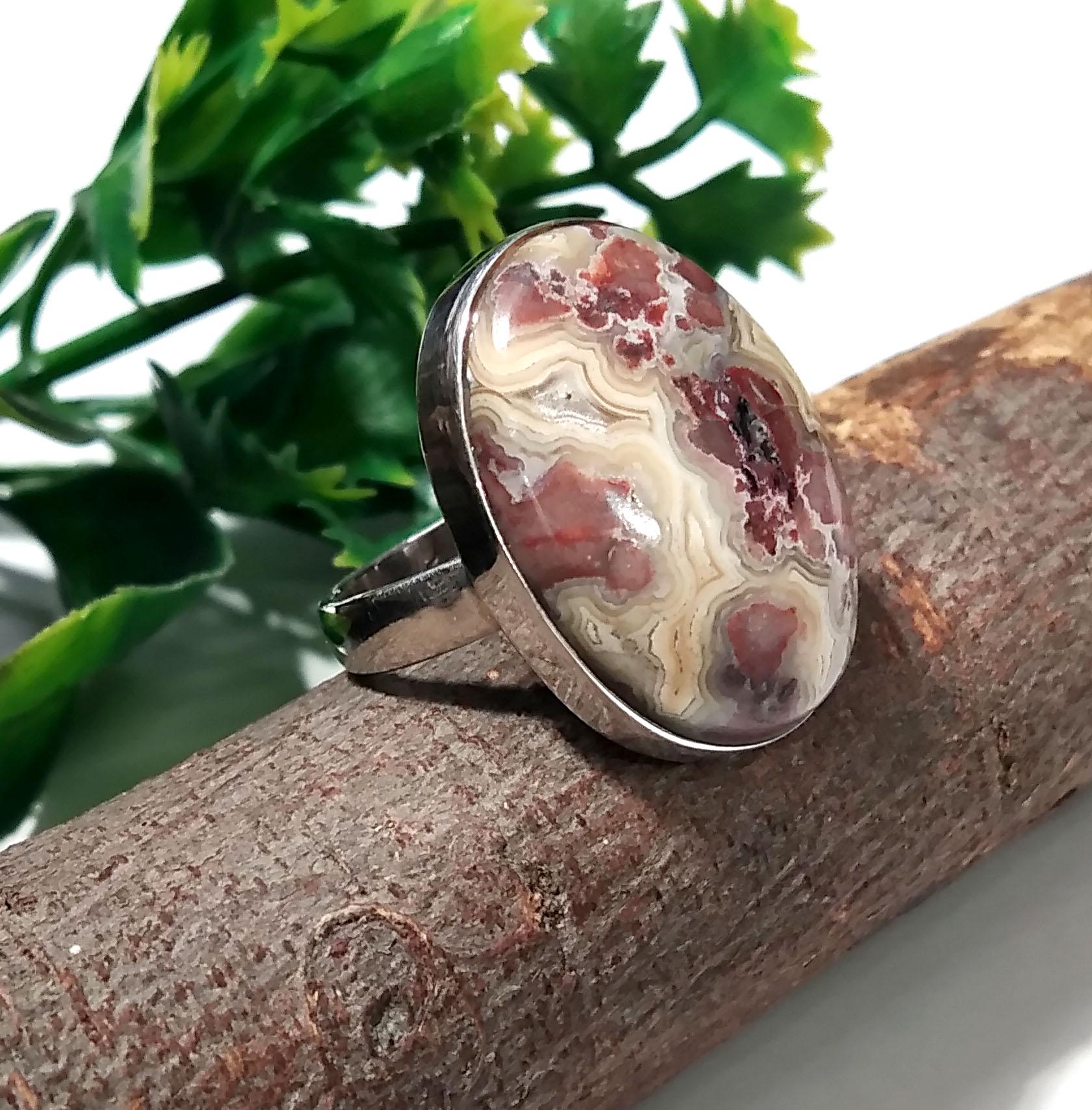 Crazy Lace Agate Gemstone Ring, 925 Sterling Silver Ring, Designer Agate Stone Size 24x17 mm Handmade Ring, Gift For Girls & women.