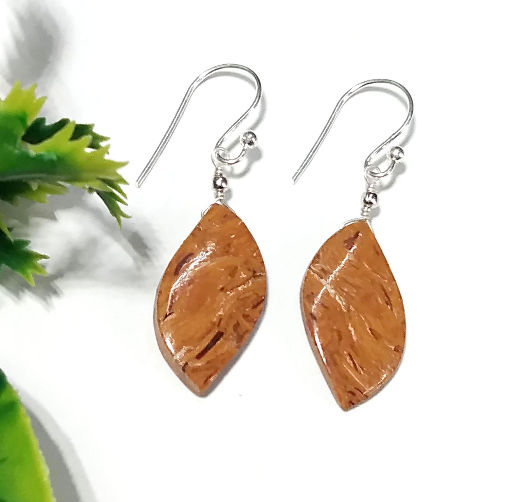 Natural Mariam Jasper Gemstone Earring, 925 Starling Silver Earring, A+++ Mariam Jasper Handmade Earring, Gift For Girls & Women Earrings