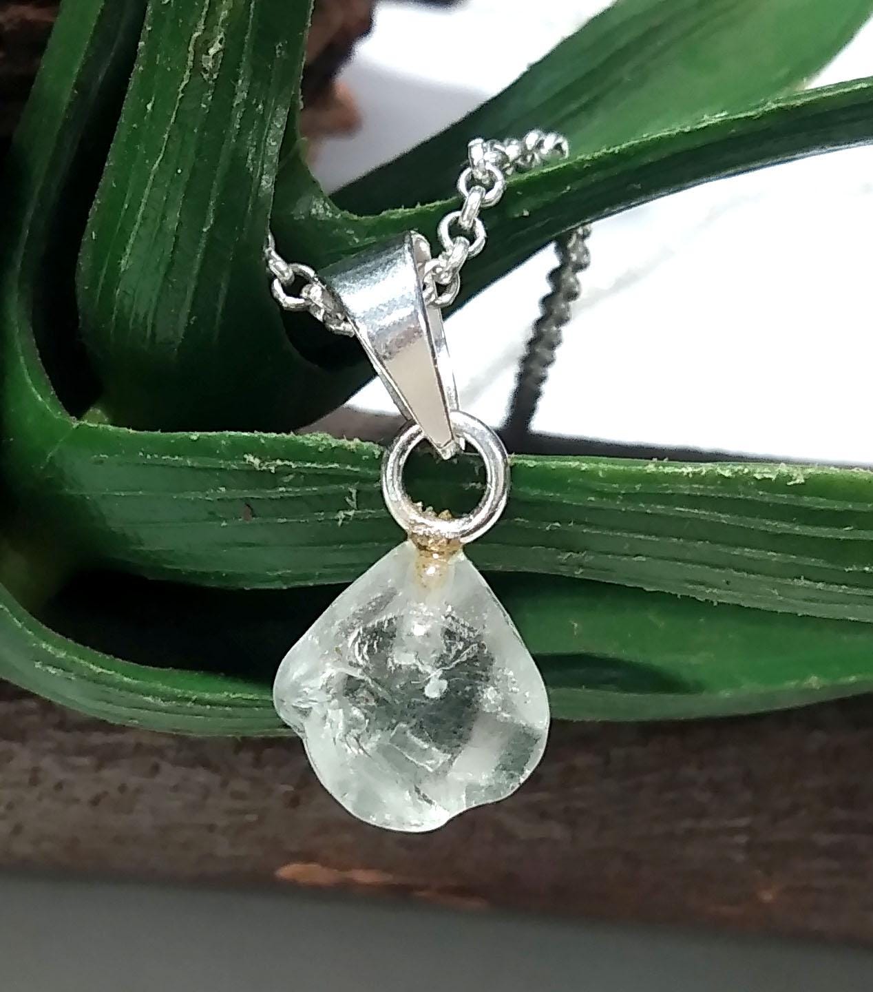 Natural Crystal Quartz Gemstone Rough Pendant, 925 Sterling Silver Jewelry Crystal Quartz Pendant, Rough Chain Necklace Pendant Gift For Her